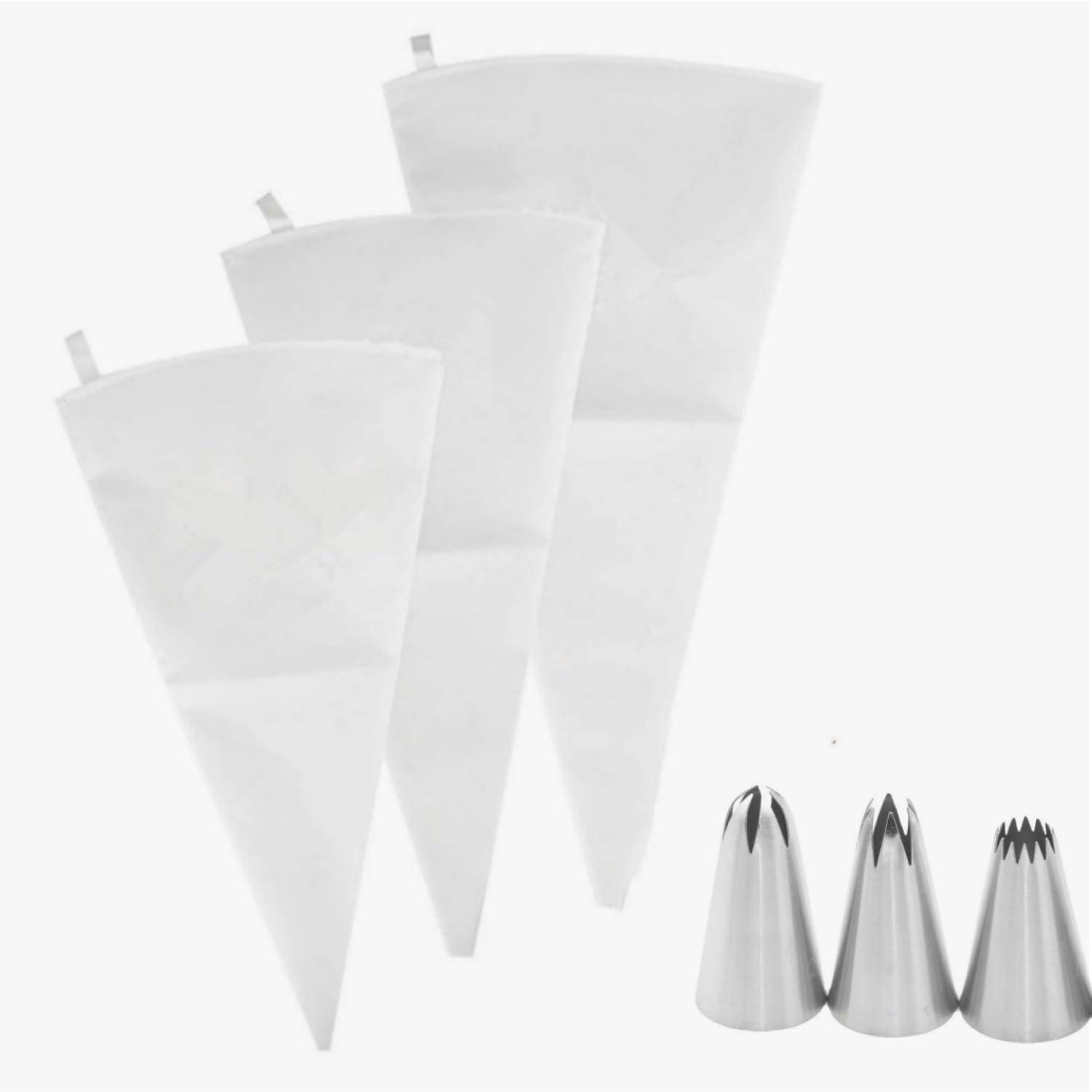 Angelkiss Spritzbeutel-Set 3-teilig 25/30/35cm Baumwolle mit 3 Tüllen