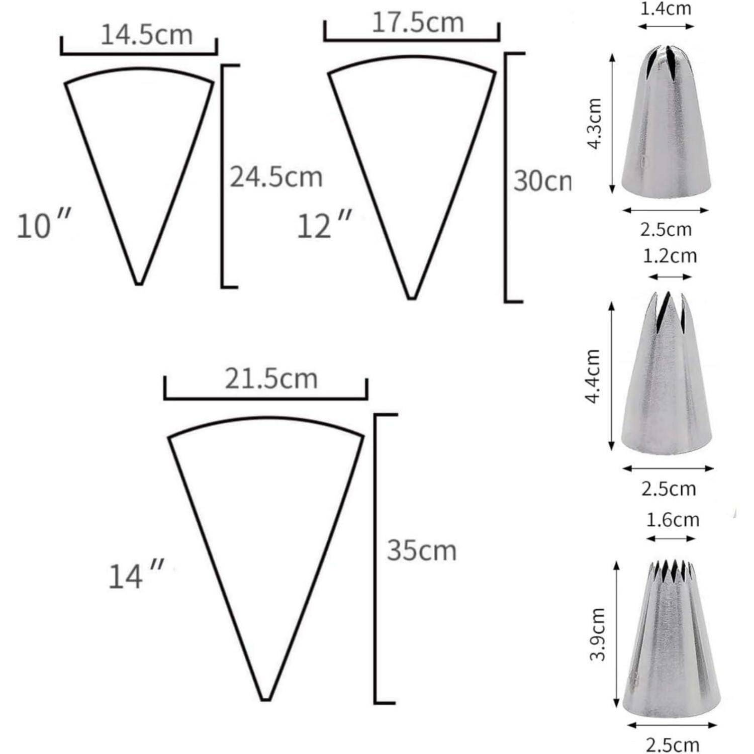 Angelkiss Spritzbeutel-Set 3-teilig 25/30/35cm Baumwolle mit 3 Tüllen