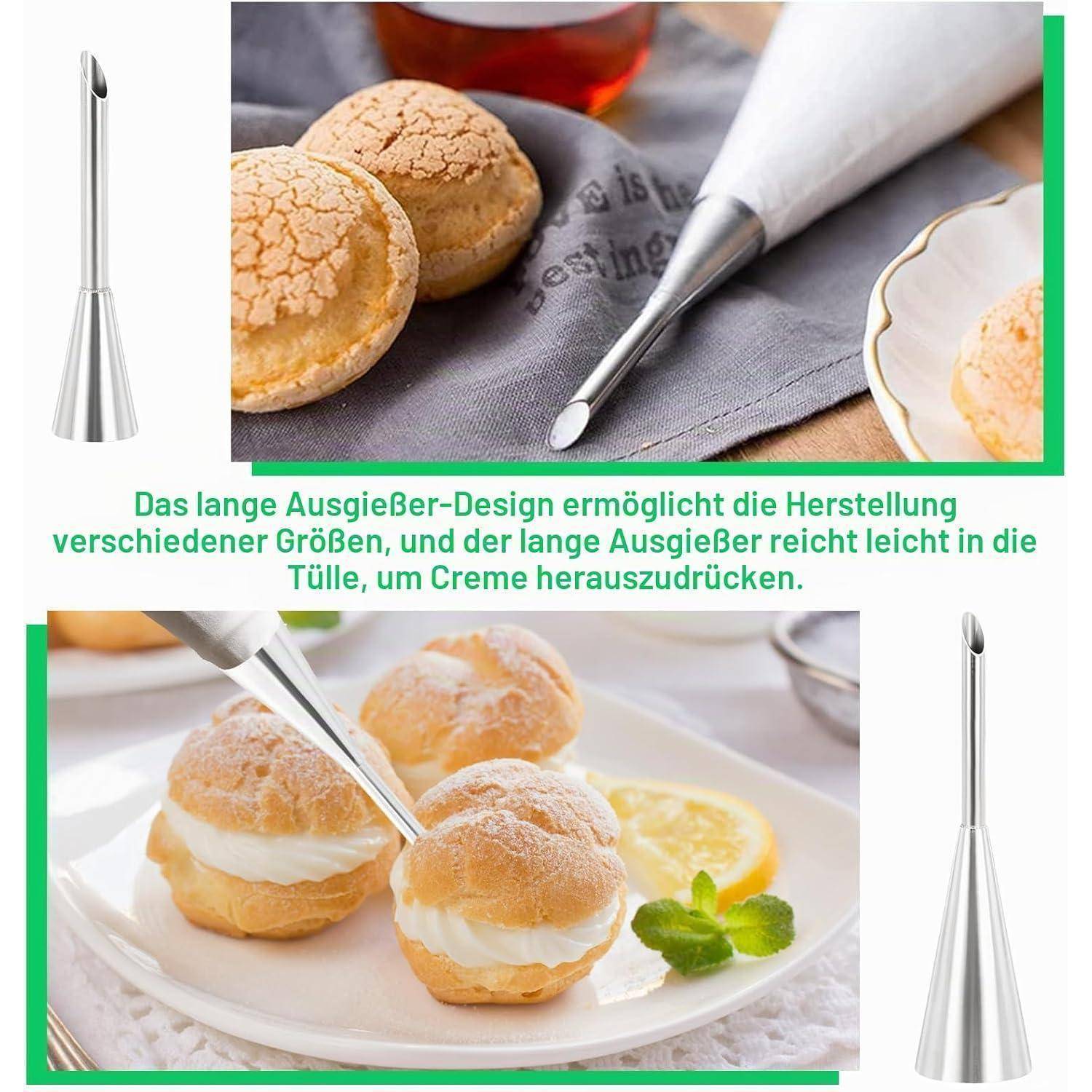 Spritztüllen Edelstahl 4-teilig mit Reinigungsbürste