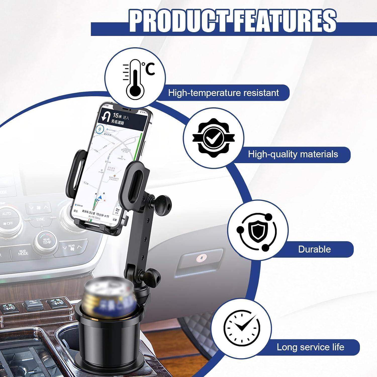 2in1 Handyhalterung Auto Getränkehalter 360° drehbar verstellbar ABS/PC schwarz