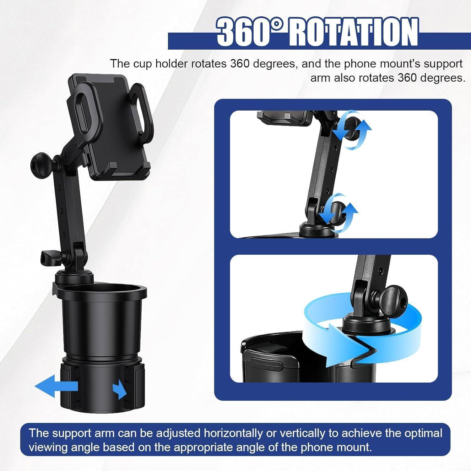 2in1 Handyhalterung Auto Getränkehalter 360° drehbar verstellbar ABS/PC schwarz