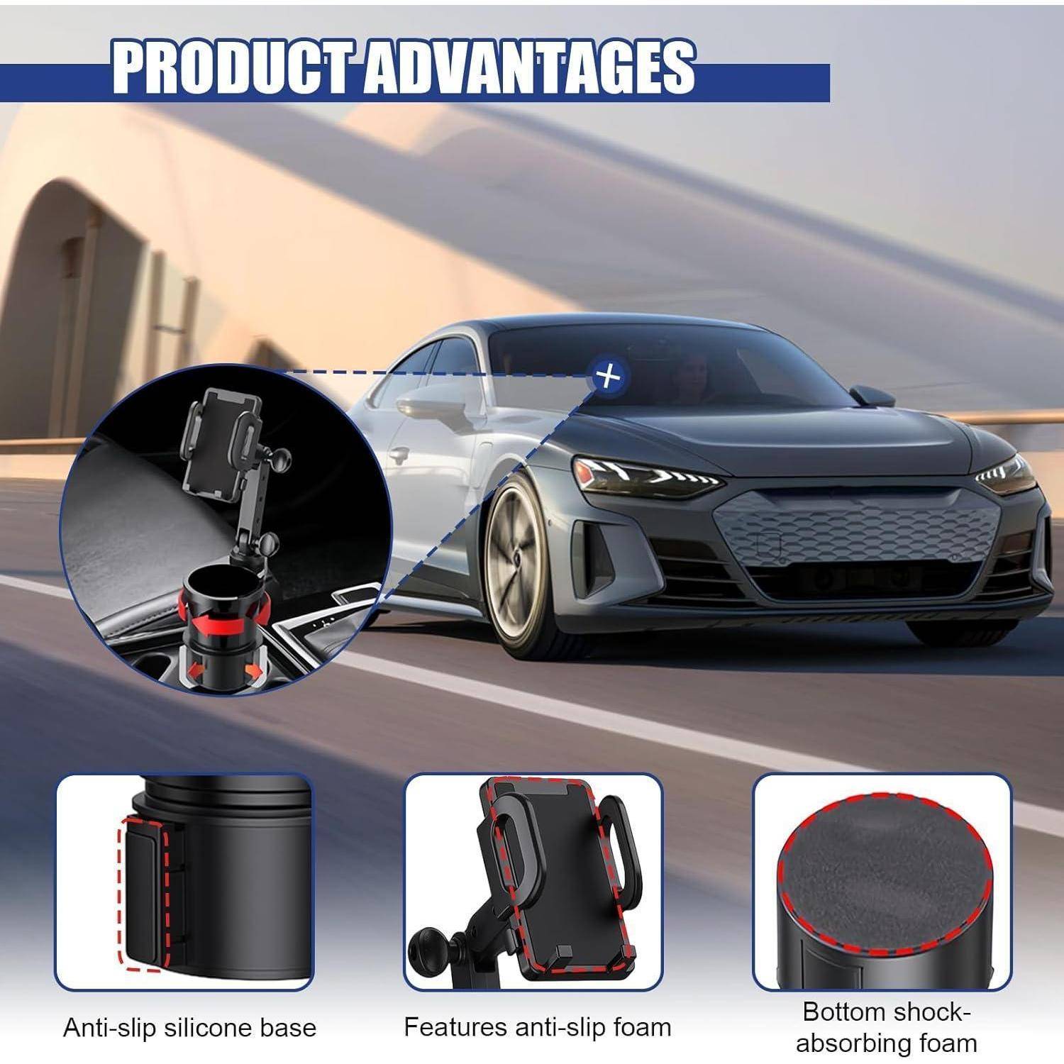 2in1 Handyhalterung Auto Getränkehalter 360° drehbar verstellbar ABS/PC schwarz
