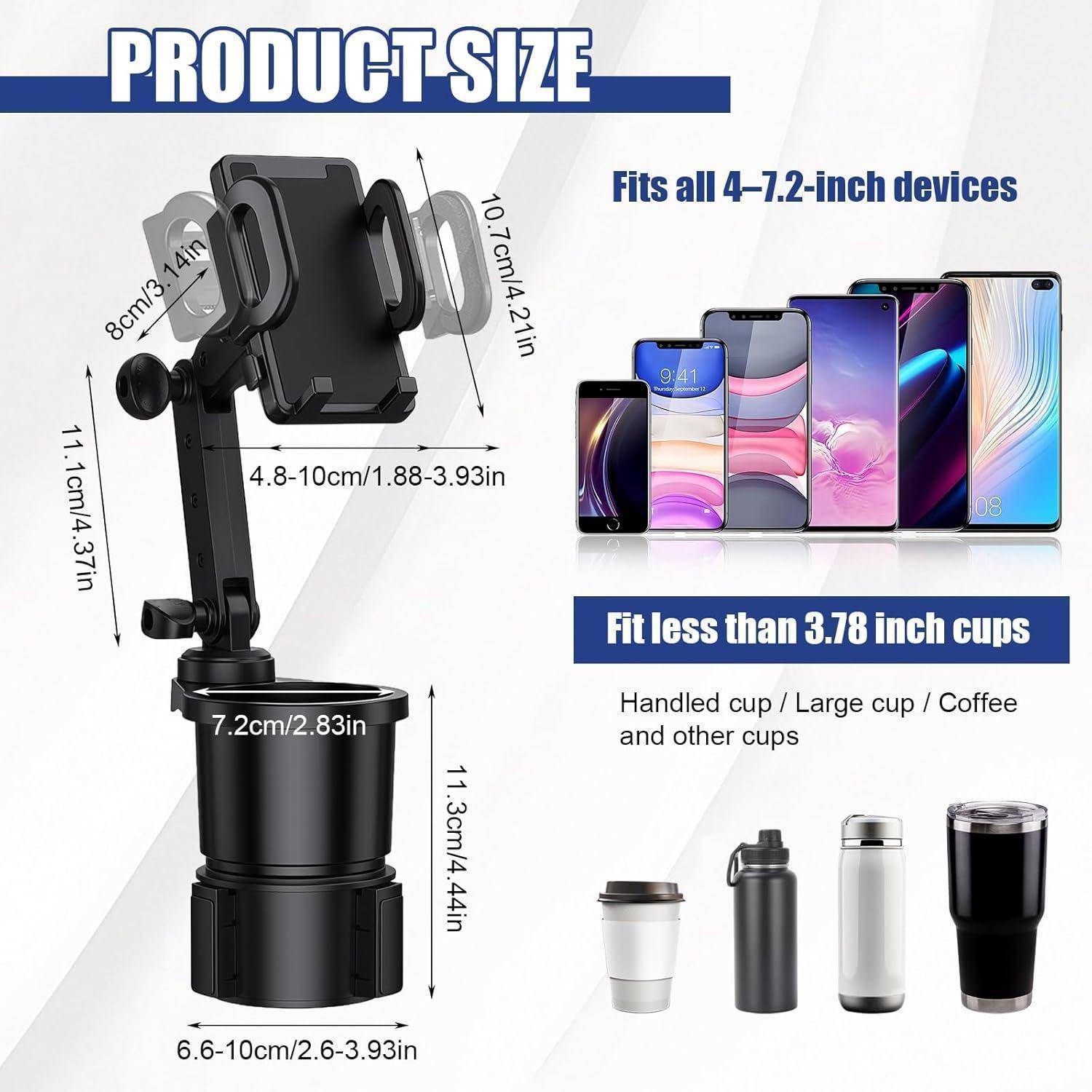 2in1 Handyhalterung Auto Getränkehalter 360° drehbar verstellbar ABS/PC schwarz