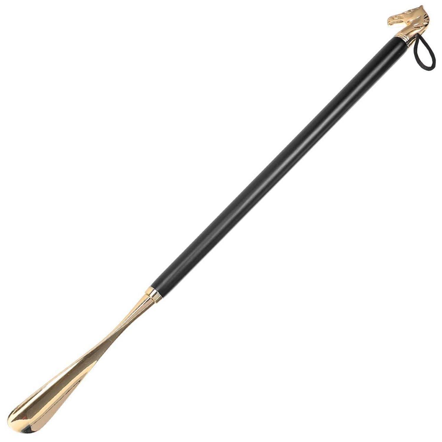 Schuhlöffel Buchenholz Messing Pferdekopf 56 cm