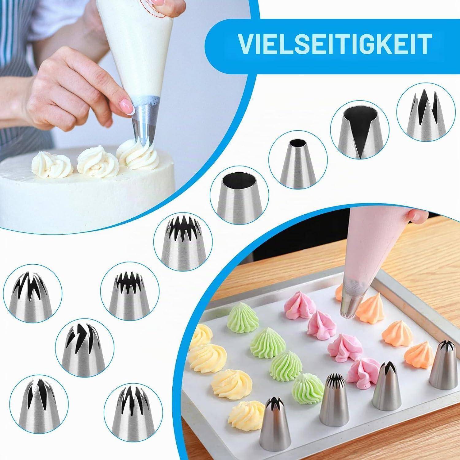 10er Set Profi Spritztüllen Edelstahl Groß Wiederverwendbar