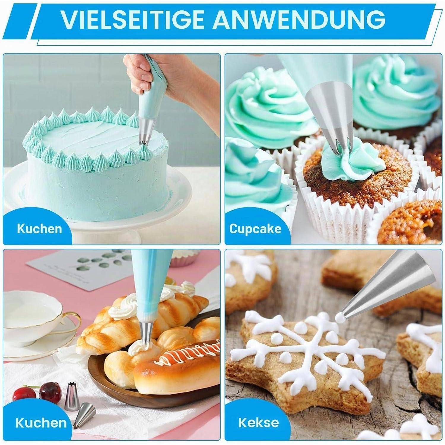 10er Set Profi Spritztüllen Edelstahl Groß Wiederverwendbar