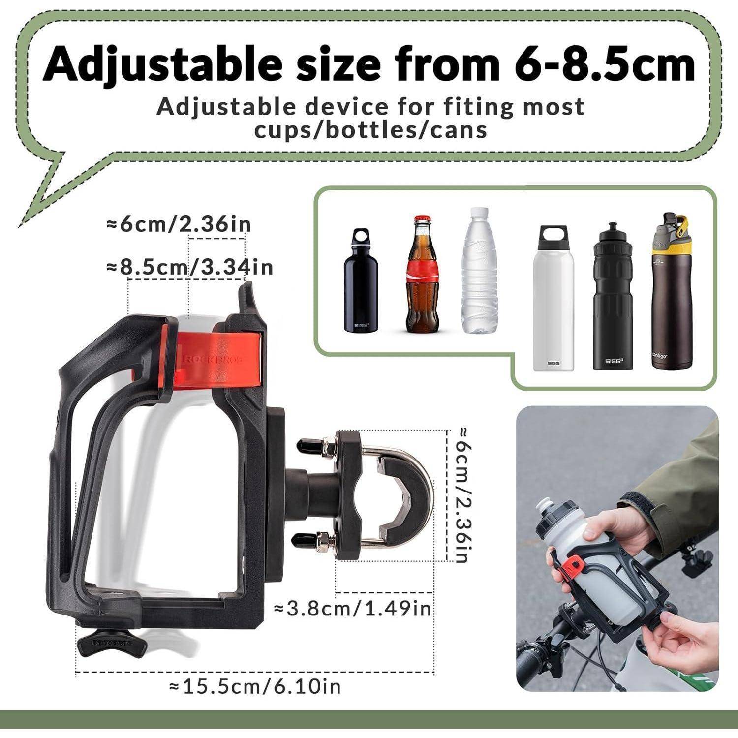 ROCKBROS Fahrrad-Wasserflaschenhalter 360° drehbar 6-8,5cm Schwarz Rot