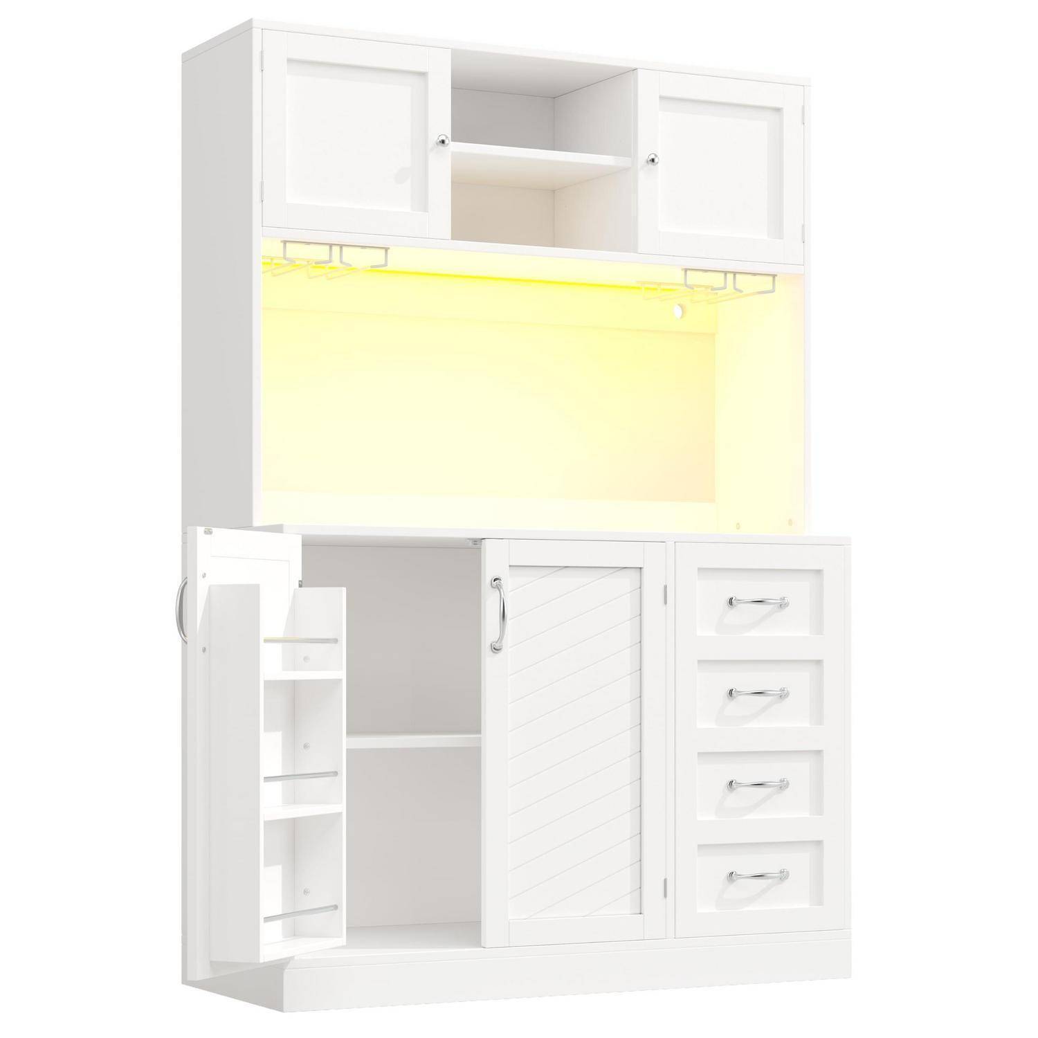 Küchenschrank mit LED 120x40x188cm Weiß