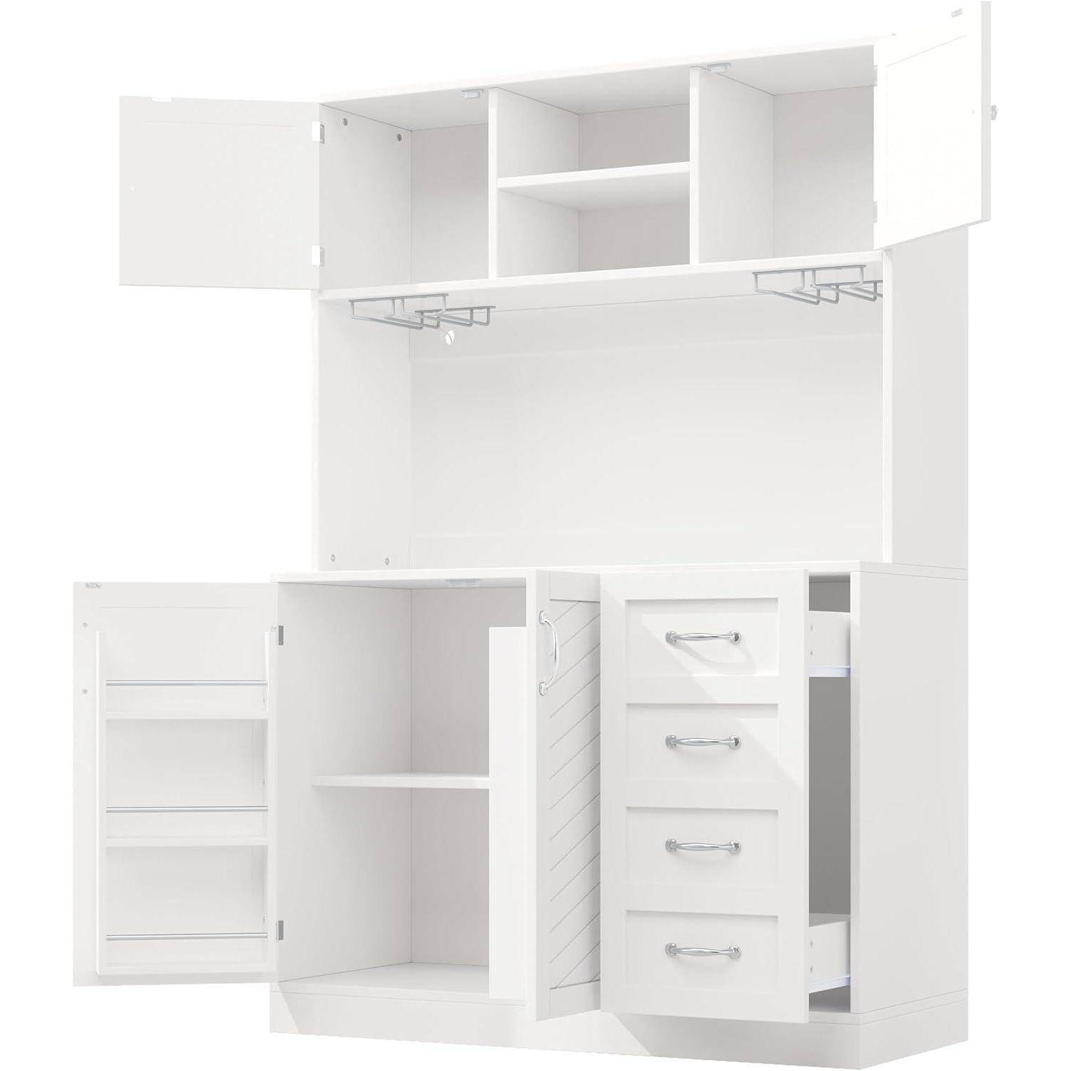 Küchenschrank mit LED 120x40x188cm Weiß