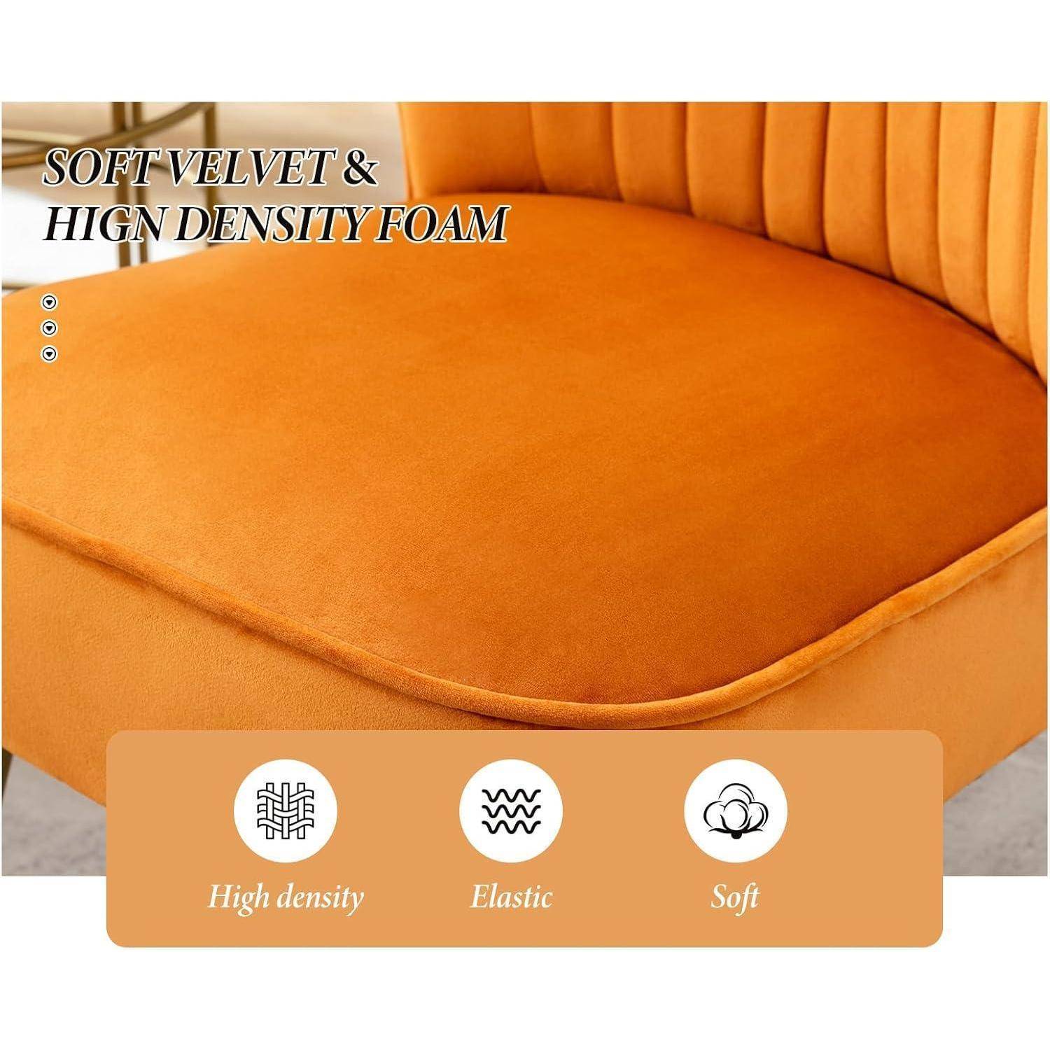 Ya-Home Loungesessel Samt Orange Metallbeine gepolstert modern