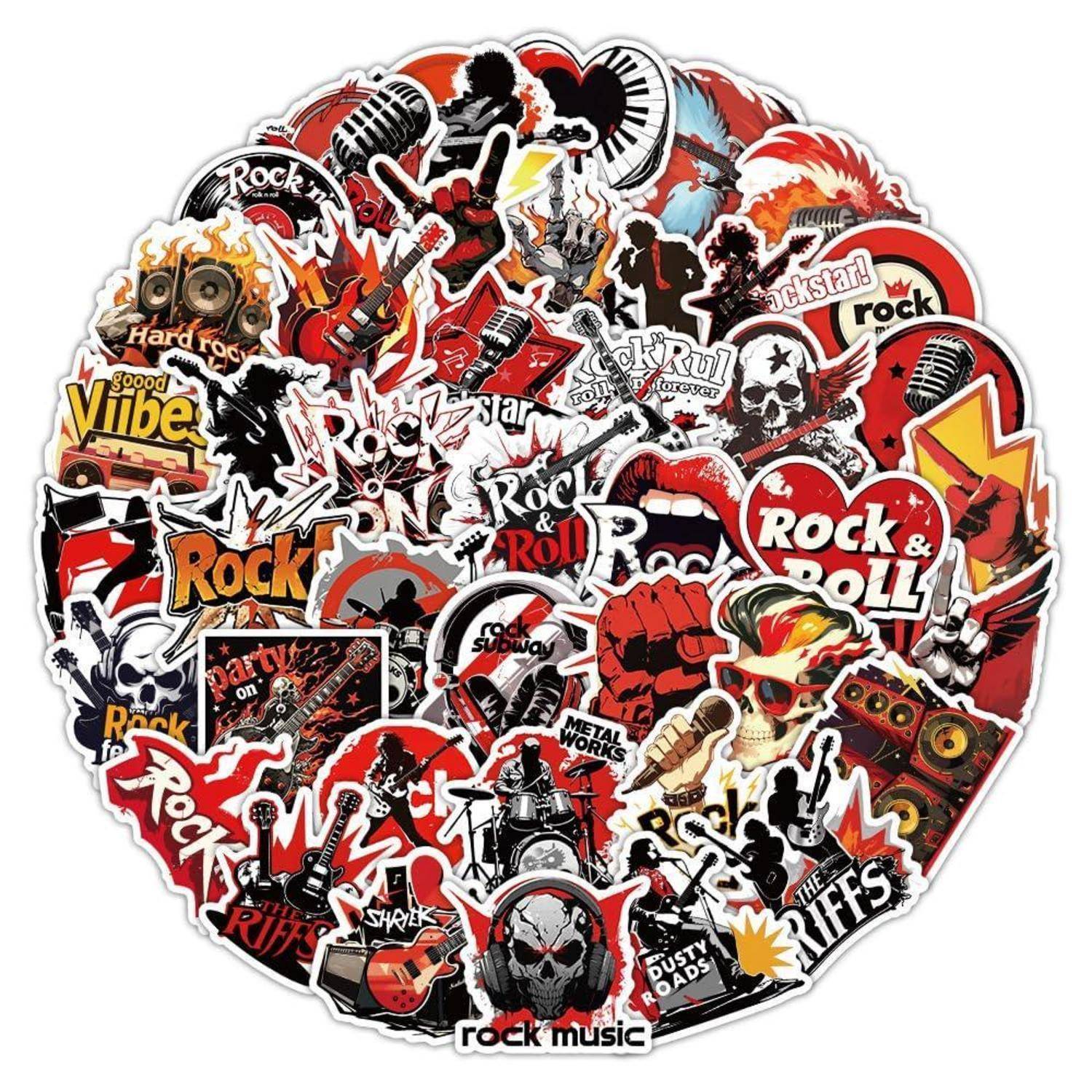 50 Stück Rock Aufkleber Set wasserdicht Vinyl PVC 5-6 cm