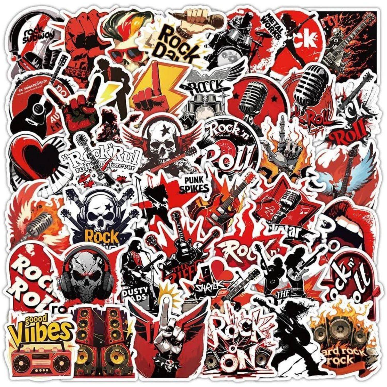 50 Stück Rock Aufkleber Set wasserdicht Vinyl PVC 5-6 cm