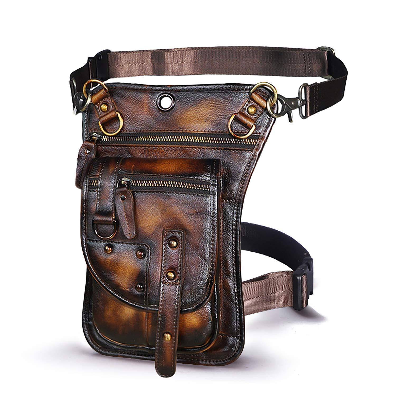 Herren Leder Hüfttasche Gürteltasche Drop Leg Bag 211-12 2141 Burgund