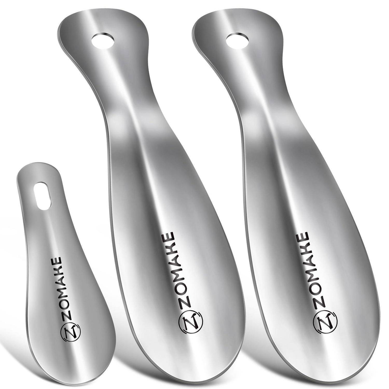 Schuhlöffel Metall 19cm (3er Set) Silber mit Aufhängeloch