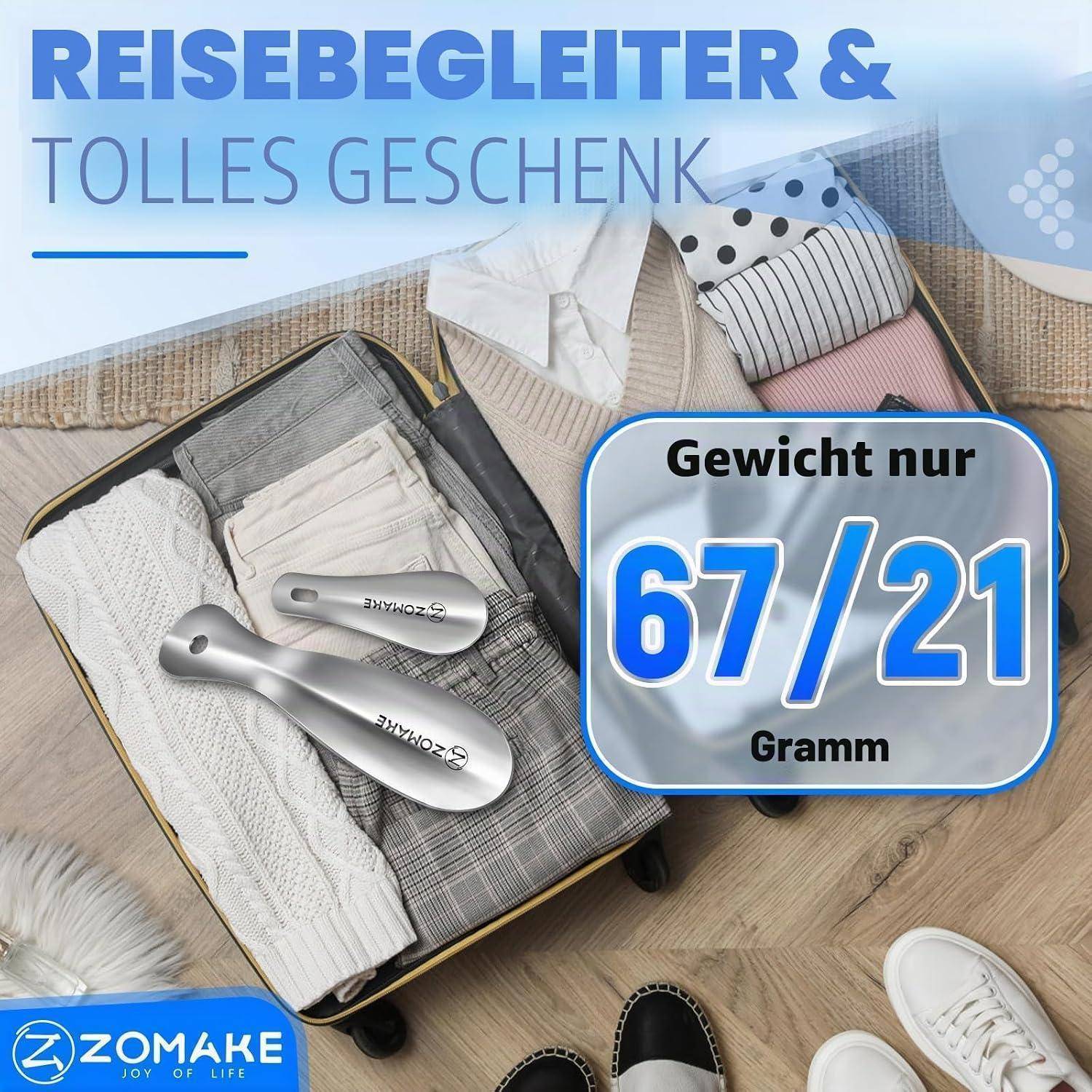 Schuhlöffel Metall 19cm (3er Set) Silber mit Aufhängeloch
