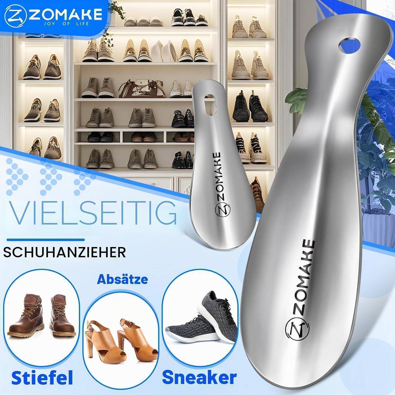 Schuhlöffel Metall 19cm (3er Set) Silber mit Aufhängeloch