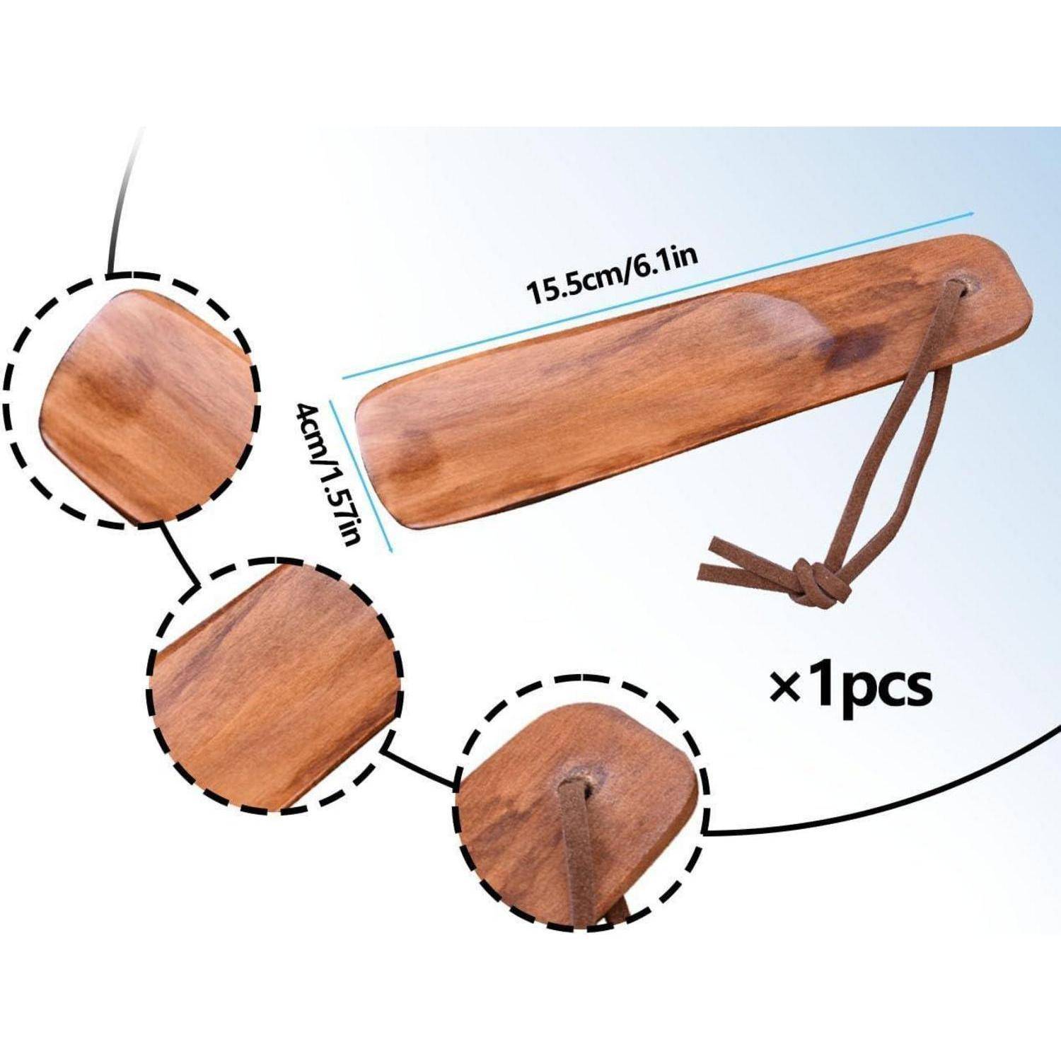 Schuhlöffel Holz mit Hängeschnur 15,5cm