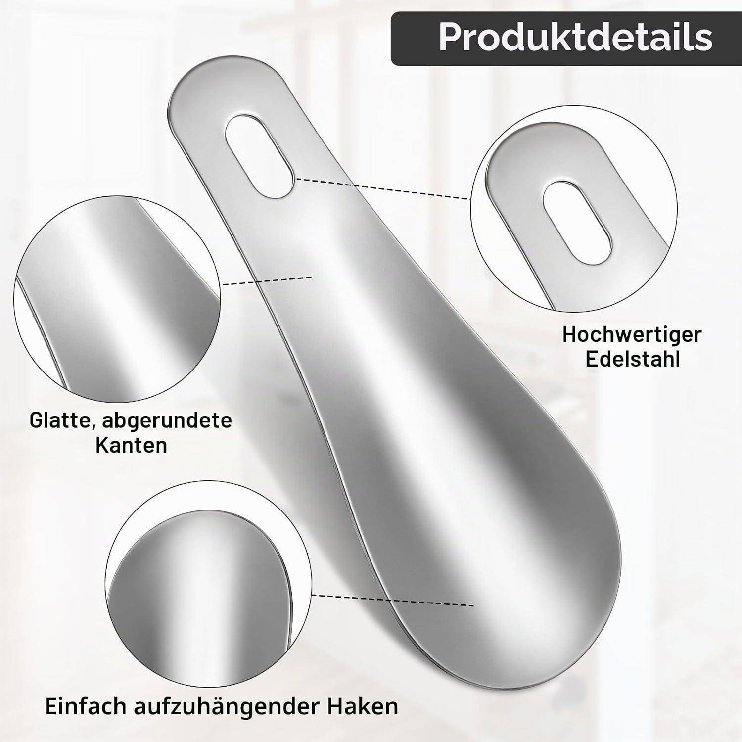 Schuhlöffel Metall 10cm 3er Set Edelstahl Kurz Reise Schuhanzieher