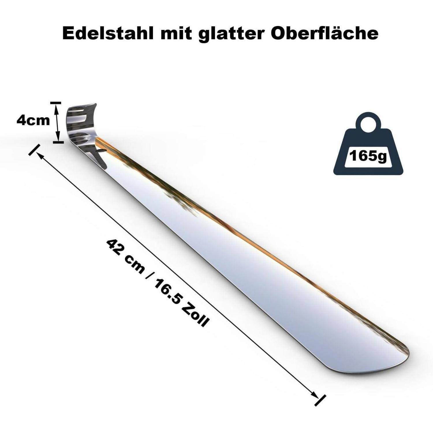 Schuhlöffel lang 42cm Metall stabil ergonomisch