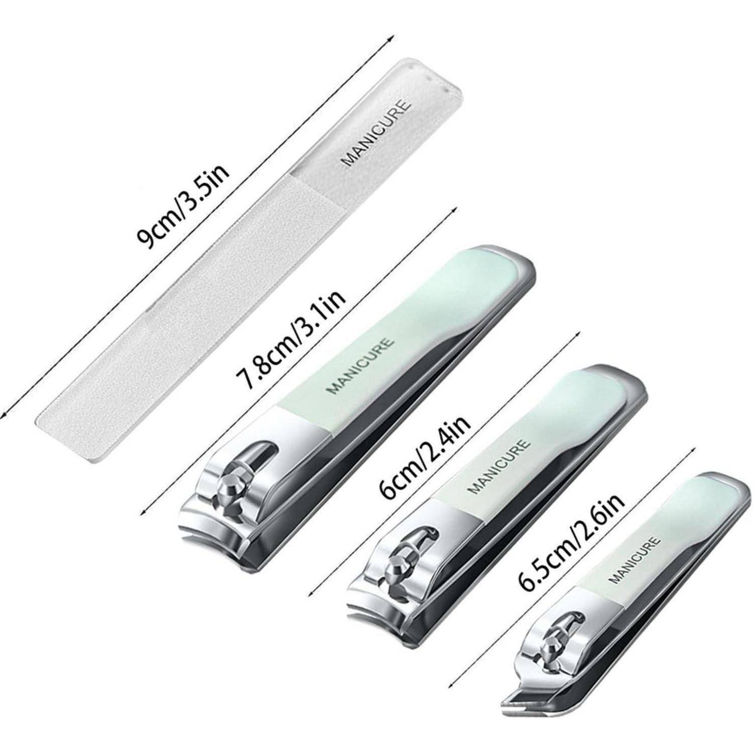 Nagelknipser Set Edelstahl Karbonstahl 4-teilig Grün mit Feile