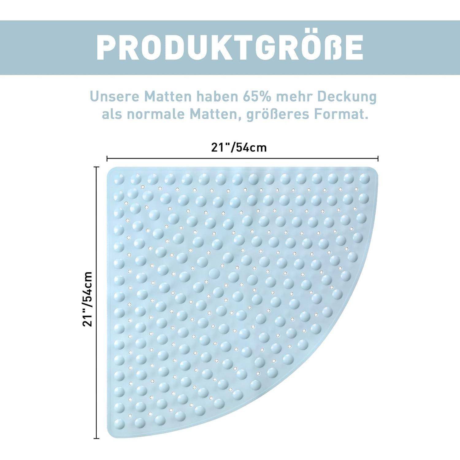 Duschmatte rutschfest Dreieckig 54x54 cm Blau mit Saugnäpfen