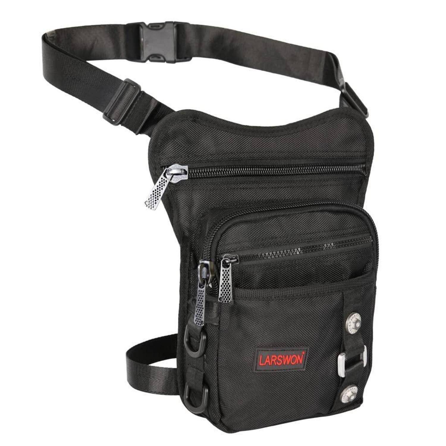 Schwarze Crossbody-Utilitytasche mit verstellbarem Riemen, Reißverschlusstaschen und 