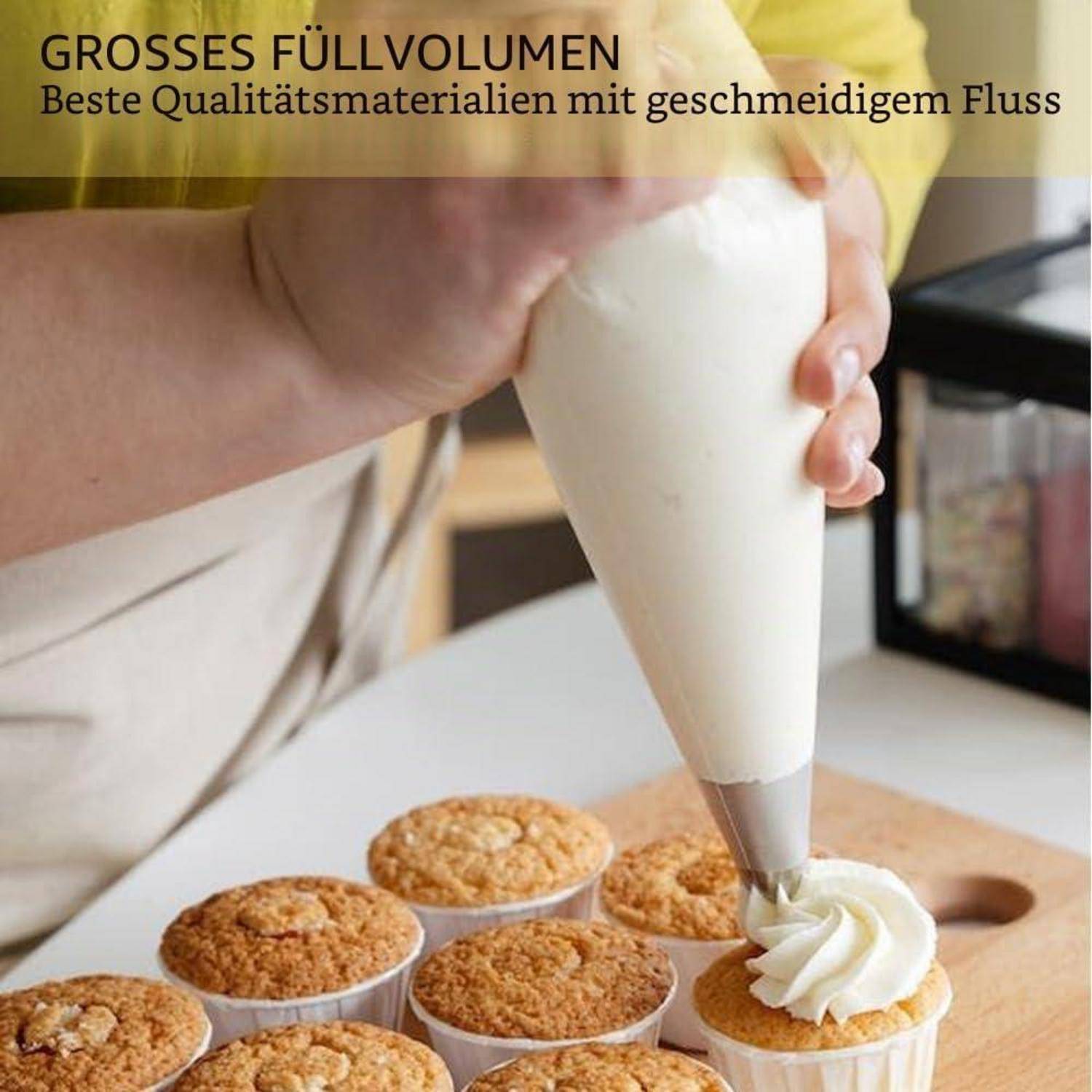 Spritzbeutel 100 Stück 35x21cm Einweg Anti-Burst mit 6 Krawatten
