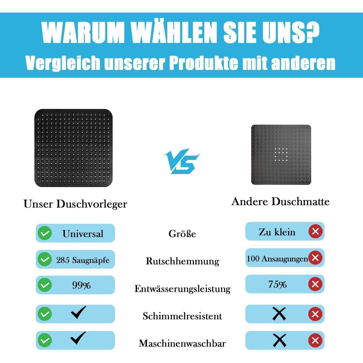 Duschmatte rutschfest 80x80 cm Schwarz Antirutschmatte Dusche
