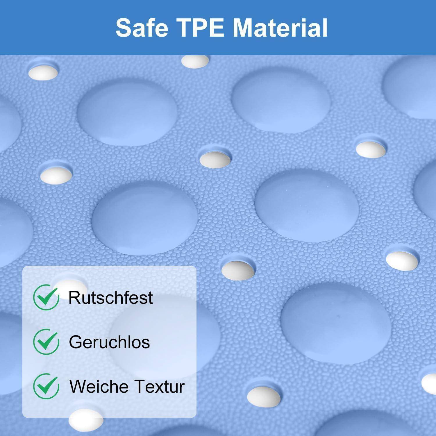 Blau strukturierte Matte mit der Aufschrift „Safe TPE Material