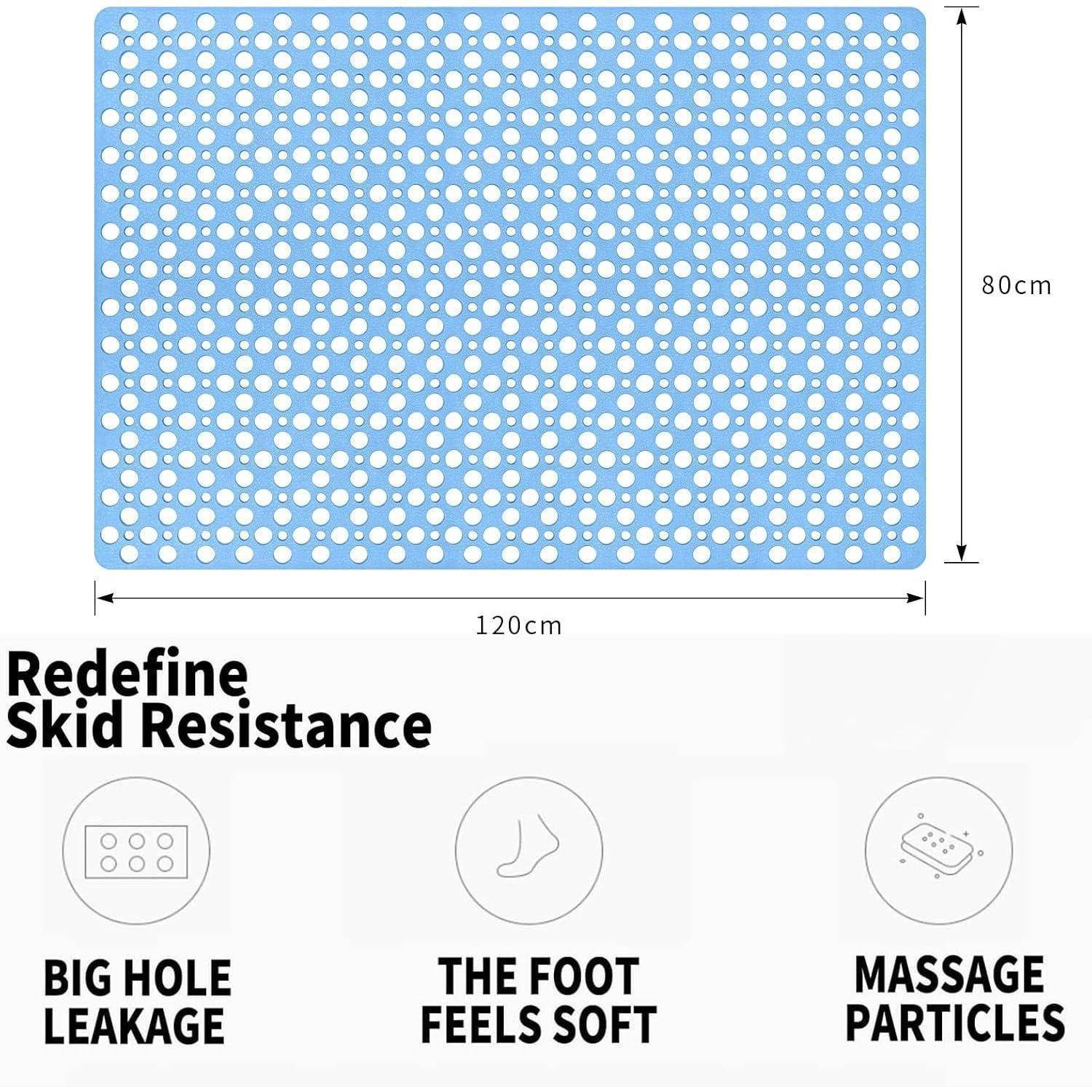 Blaue perforierte rutschfeste Matte, 120 cm x 80 cm, mit „Redefine Skid Resistance
