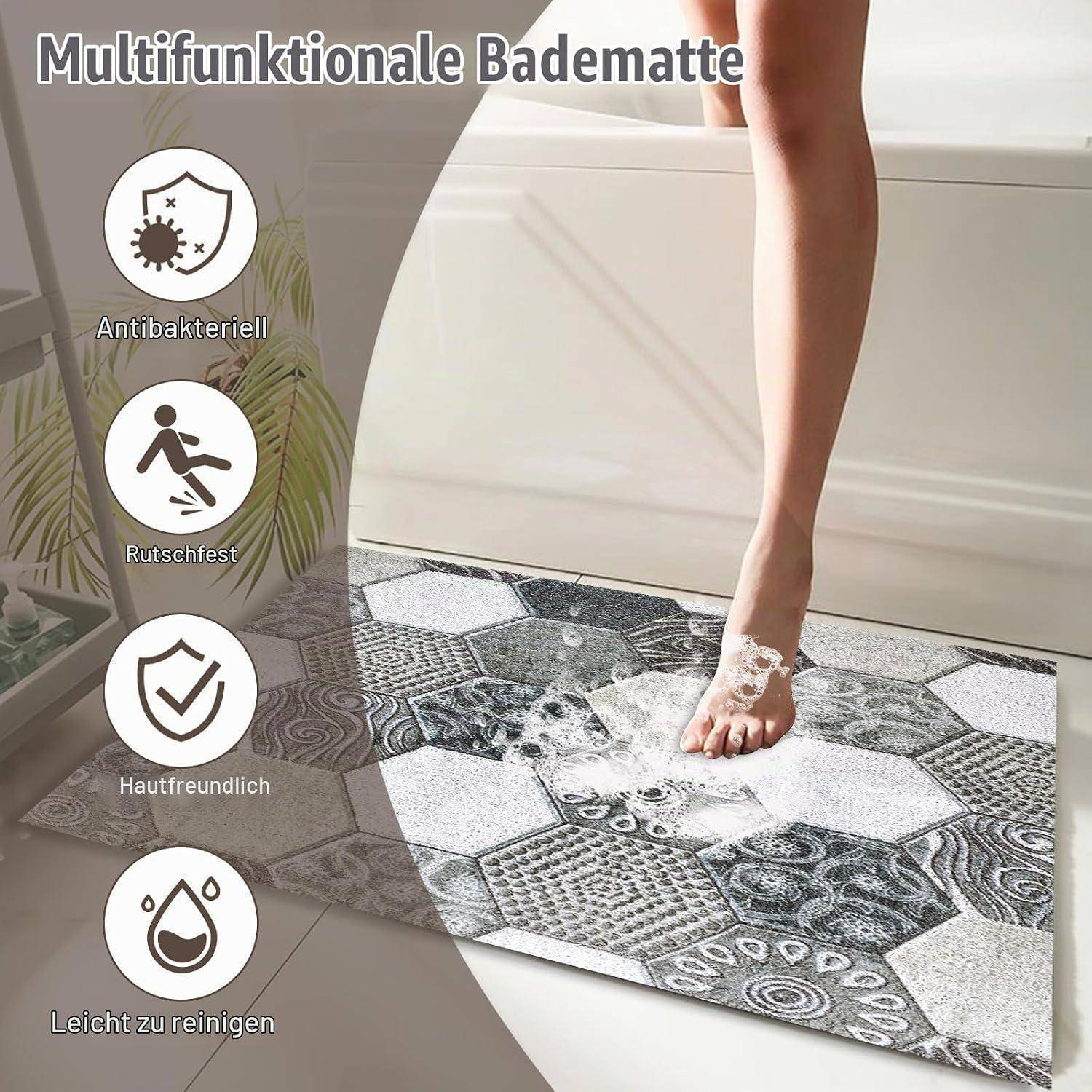 Duschmatte rutschfest 60x60cm PVC Luffa mit Ablauf antibakteriell