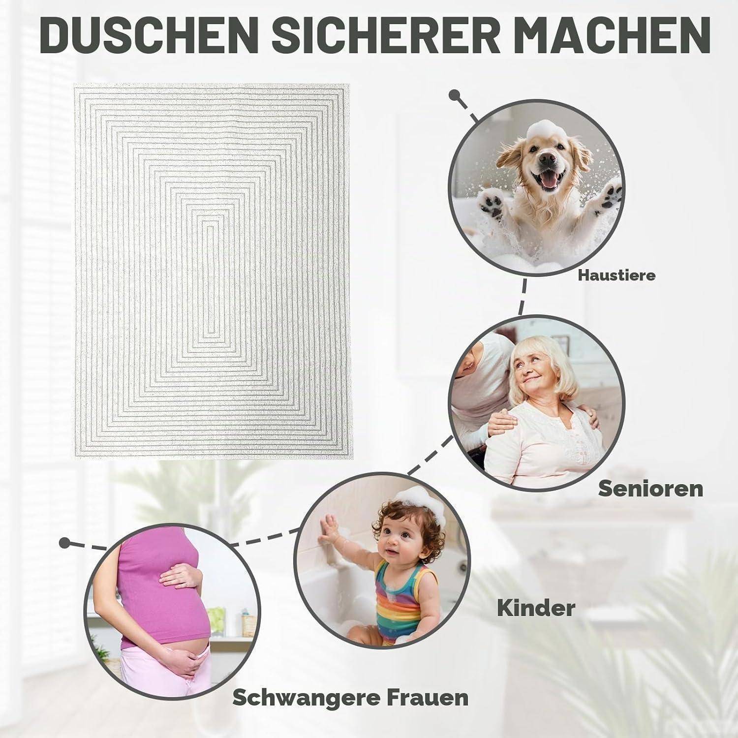Infografik mit dem Titel „DUSCHEN SICHERER MACHEN