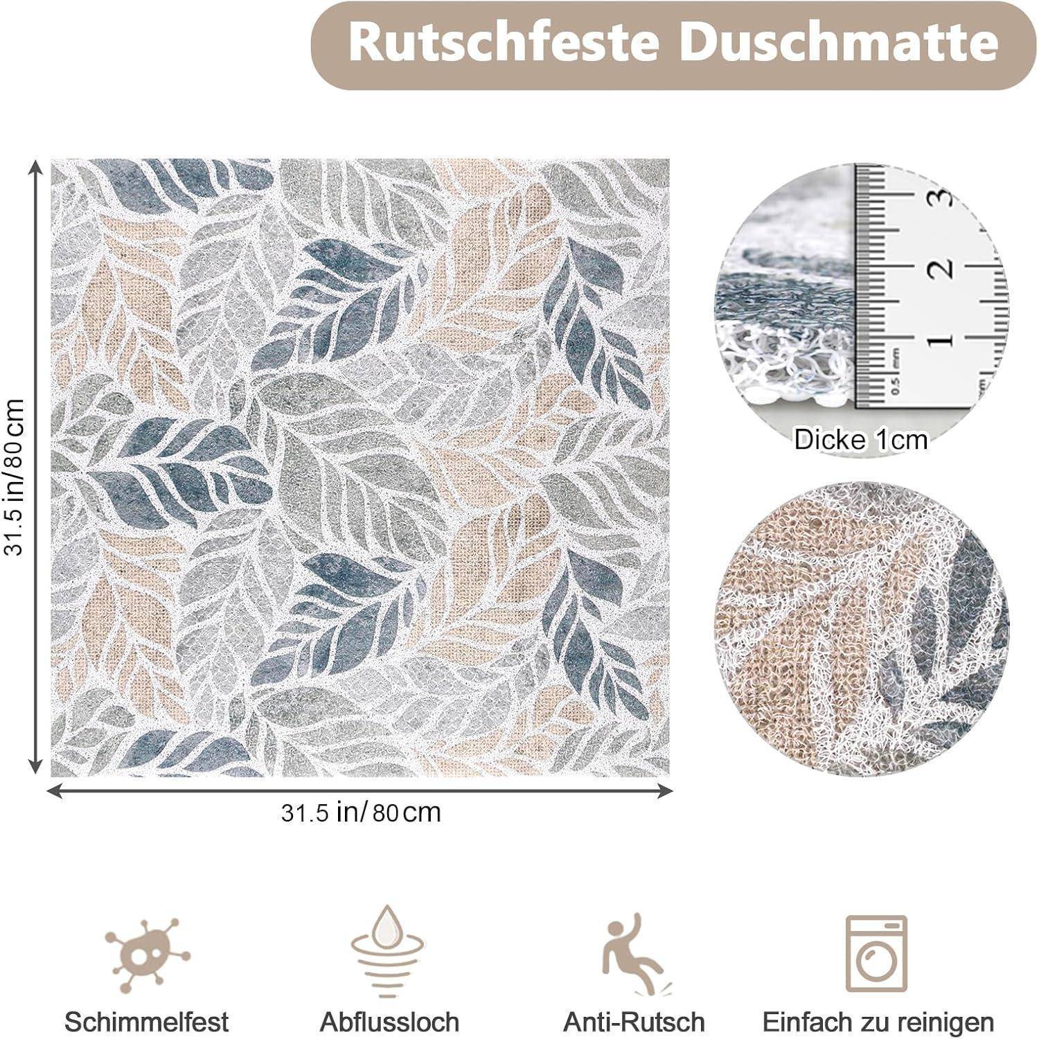 Duschmatte rutschfest PVC Luffa 80x80 cm schnell trocknend