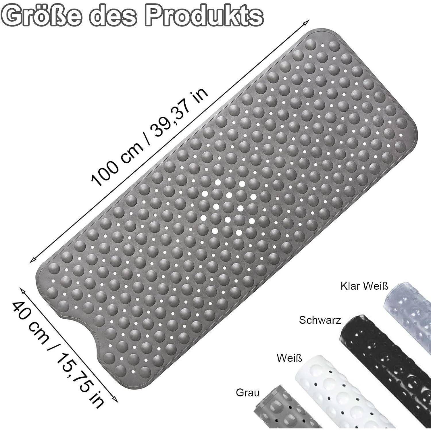 Produktgrößendiagramm für eine strukturierte rechteckige Matte: 100 cm x 40 cm (39,37 x 15,75 Zoll), erhältlich in Grau, Weiß, Schwarz und Transparent Weiß.