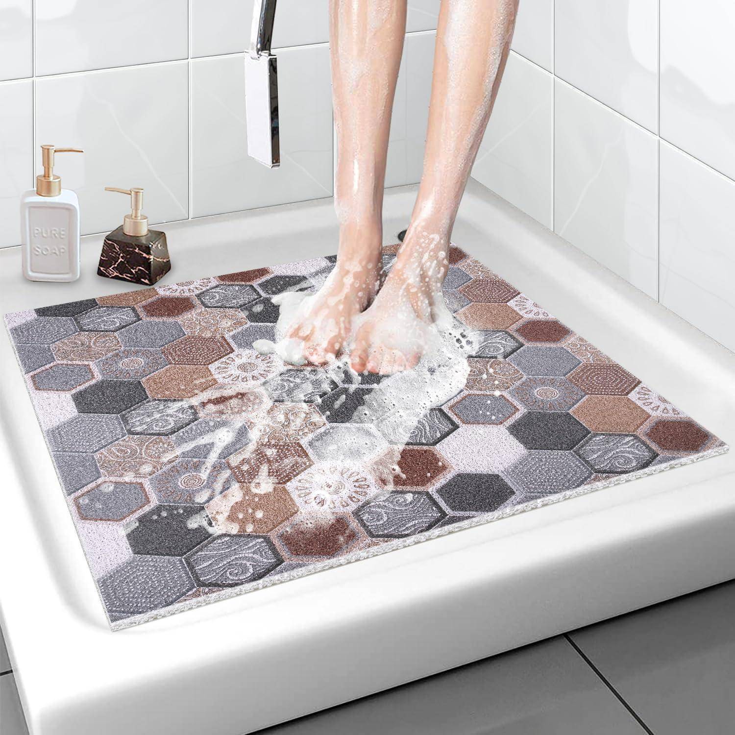 Duschmatte rutschfest 80x80 cm PVC Luffa mit Ablauflöchern