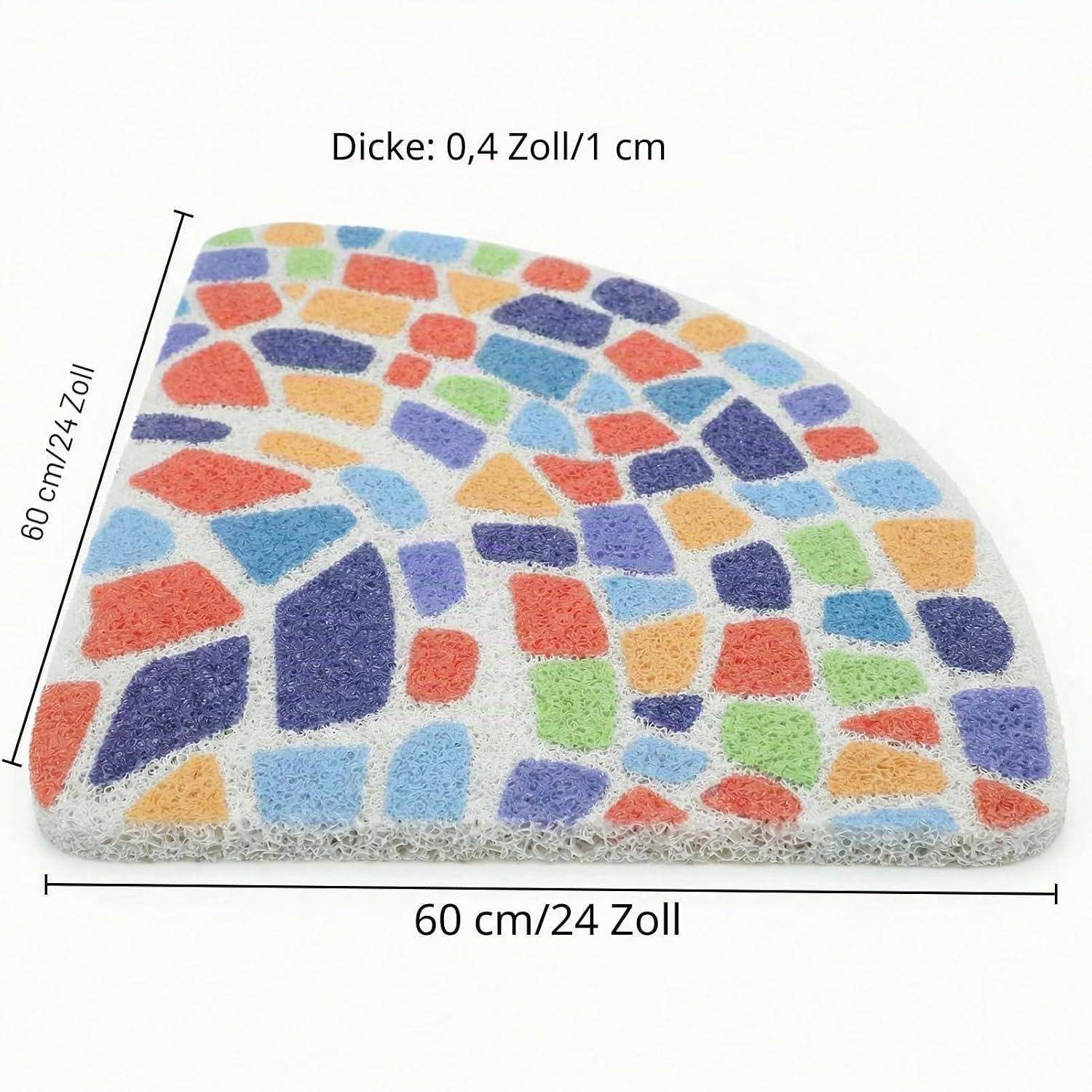 Duschmatte 60x60 cm rutschfest mit Drainagelöchern Luffa-Struktur bunt