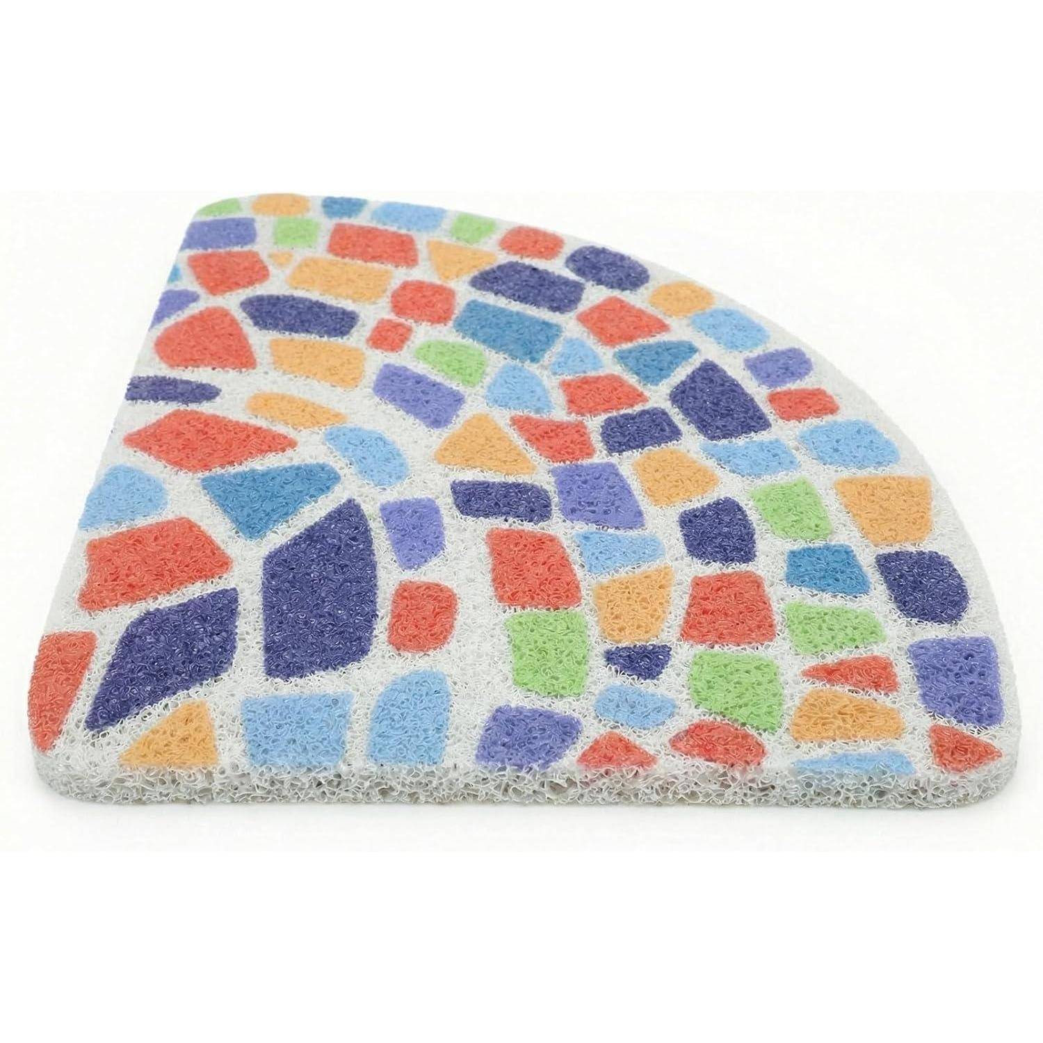 Duschmatte 60x60 cm rutschfest mit Drainagelöchern Luffa-Struktur bunt