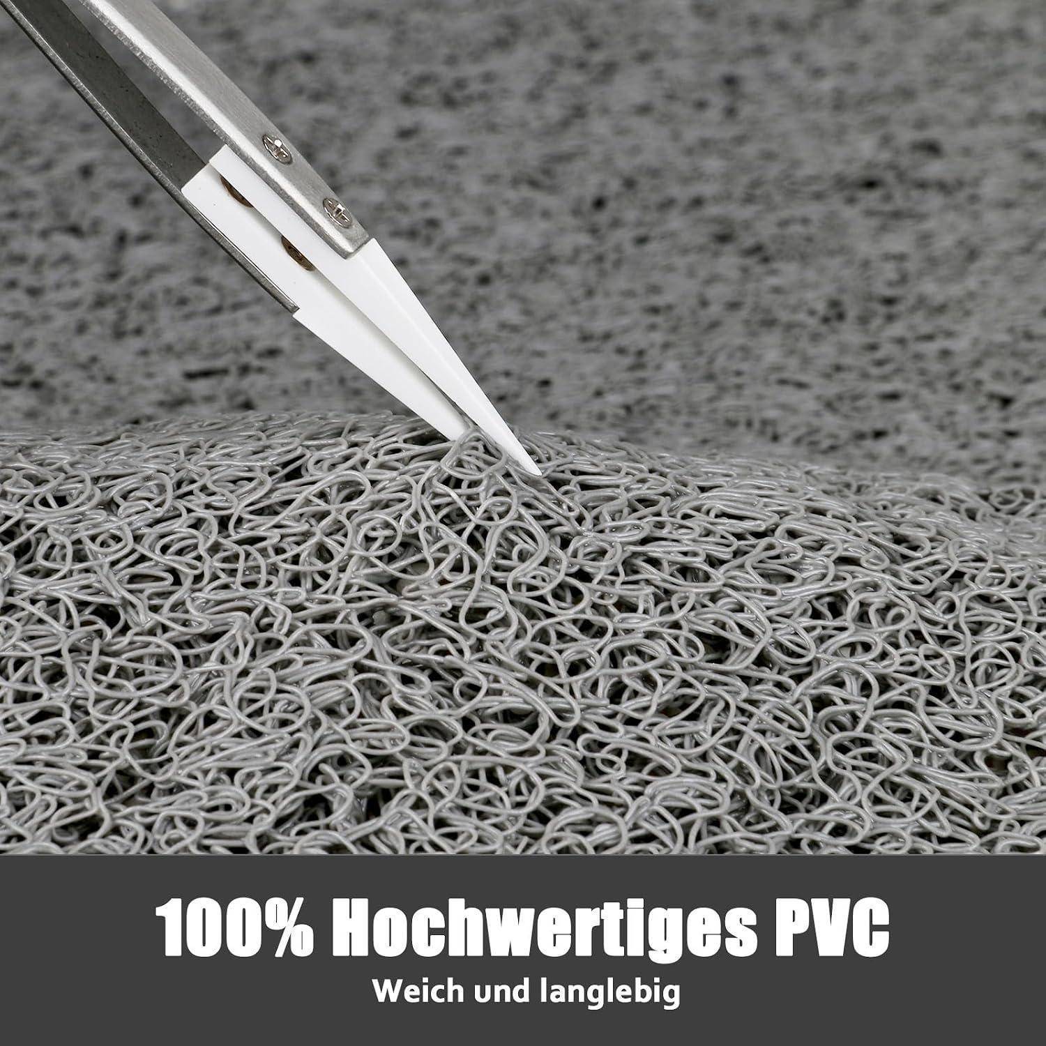 Duschmatte rutschfest 60x80 cm Grau PVC mit Ablauflöchern