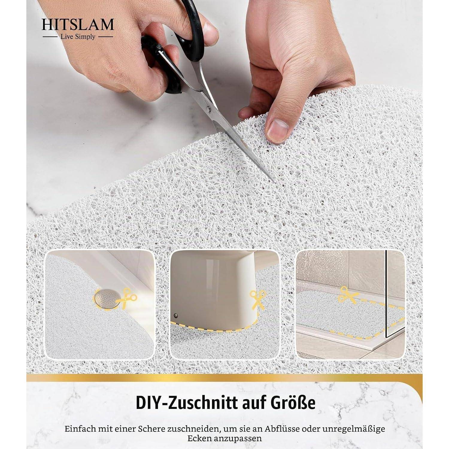 Duschmatte oval rutschfest 69x40cm Weiß PVC Anti-Schimmel