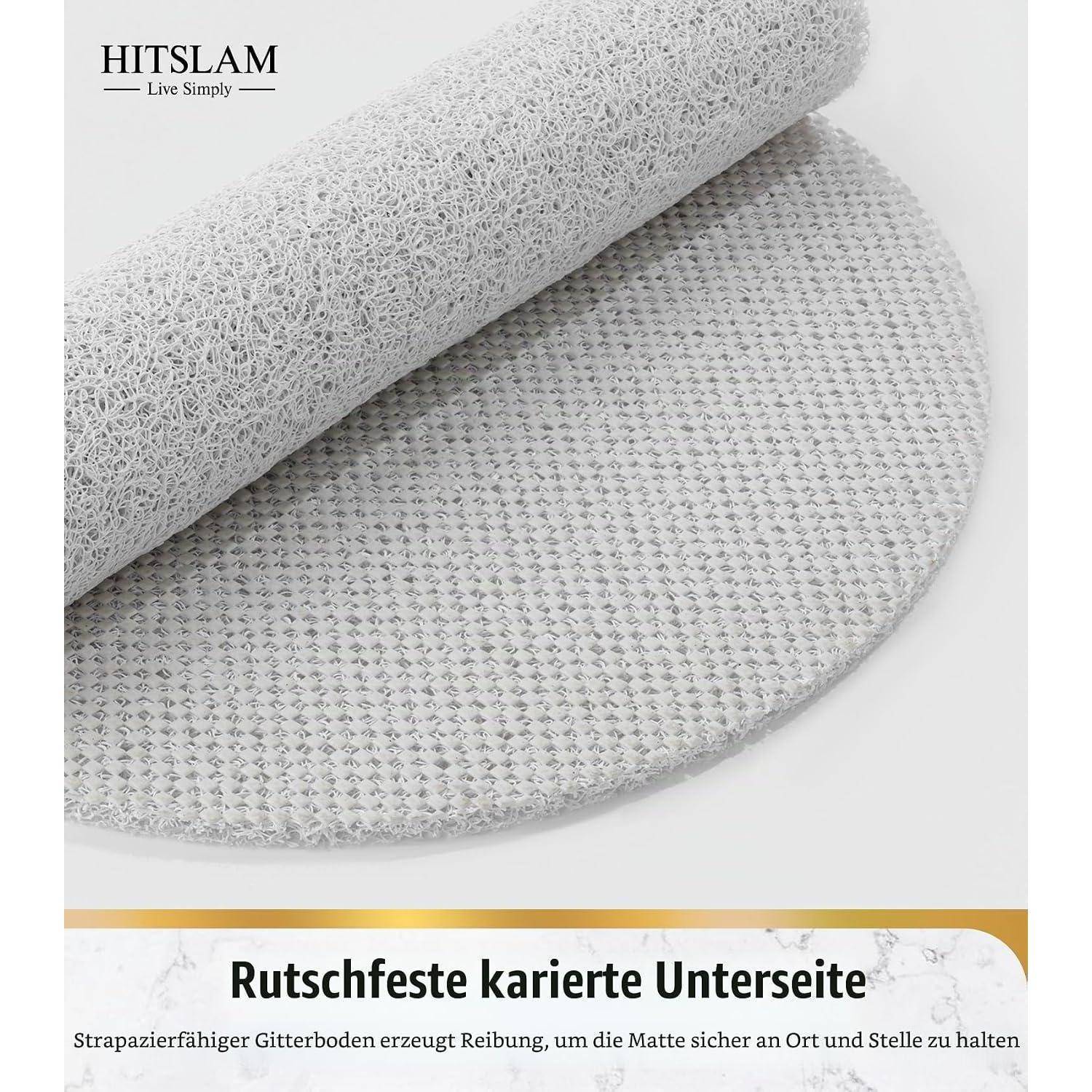 Duschmatte oval rutschfest 69x40cm Weiß PVC Anti-Schimmel
