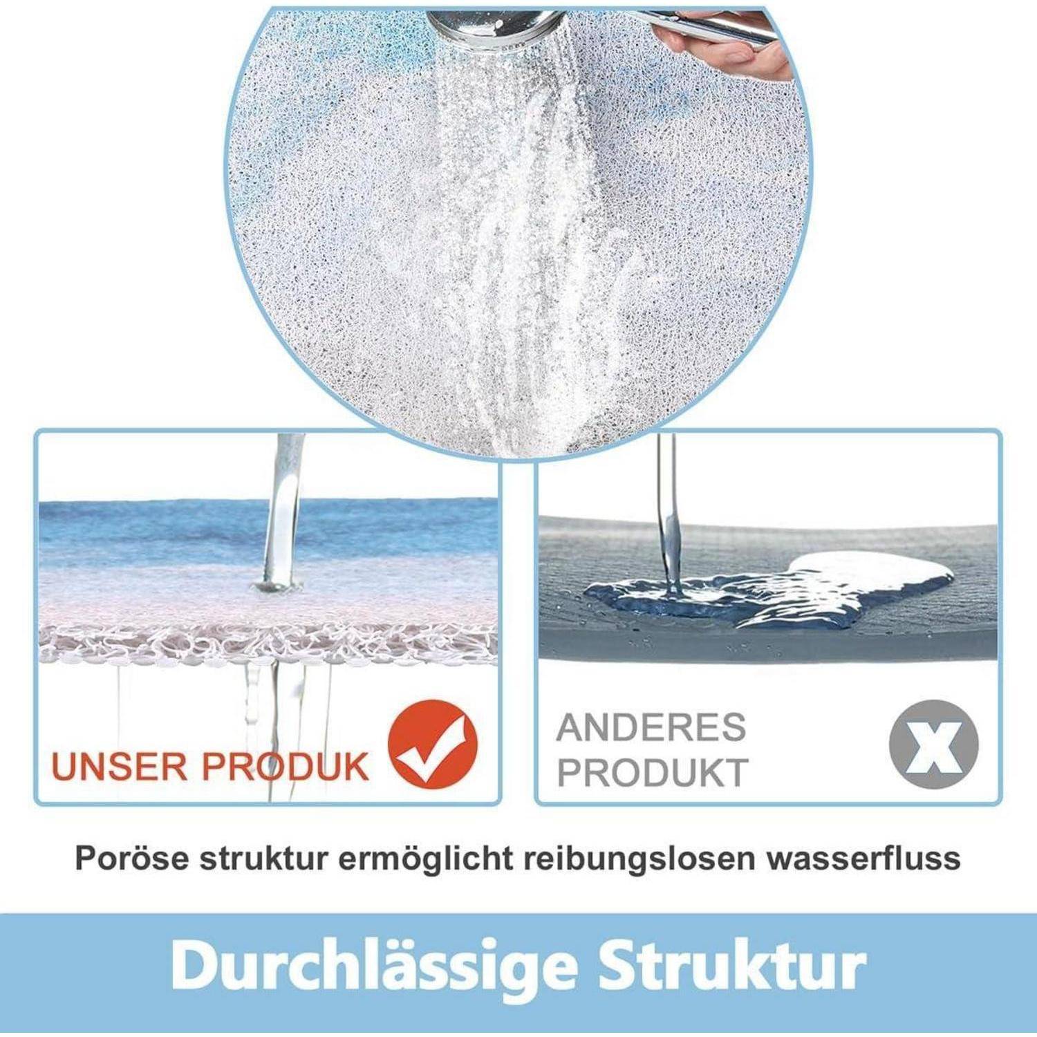 Duschmatte rutschfest 60x60cm | Badewannenmatte waschbar | Anti-Schimmel | PVC Luffa
