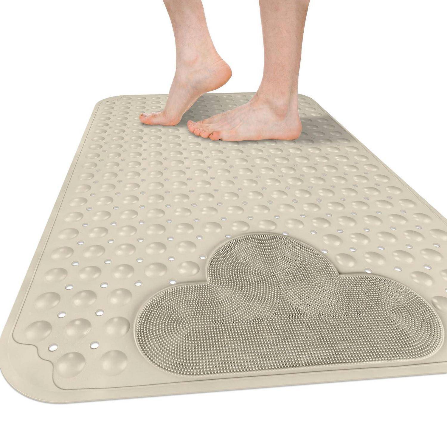Duschmatte 60x90cm TPE Khaki rutschfest mit Saugnäpfen und Massagefunktion