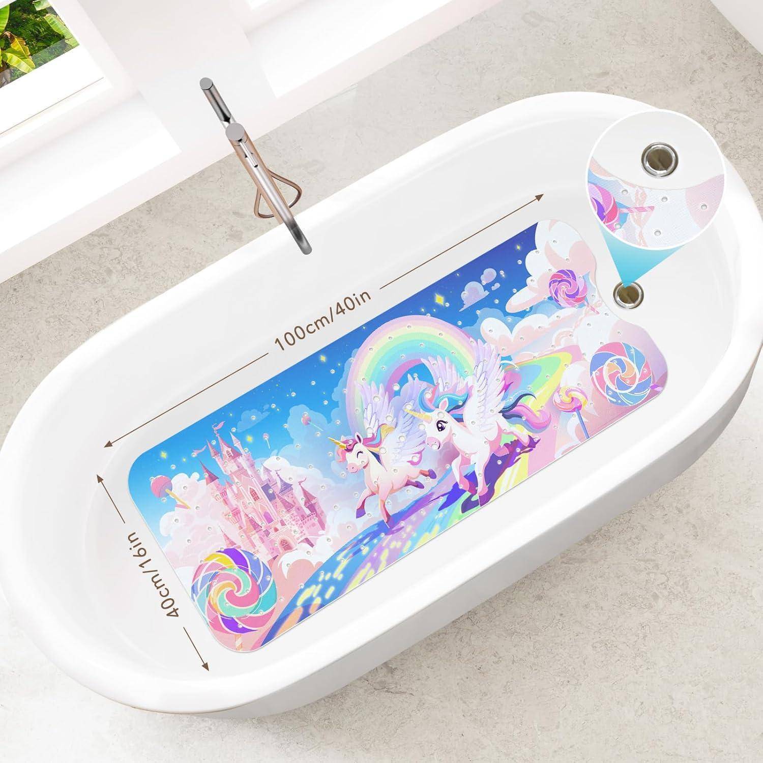 Badewannenmatte Kinder rutschfest Einhorn 100x40cm BPA-frei