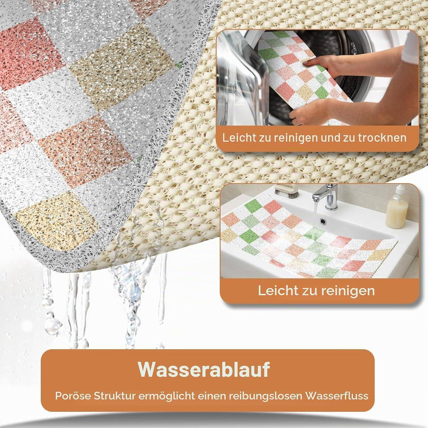Duschmatte rutschfest 40x80 cm kariert PVC schnelltrocknend schimmelresistent