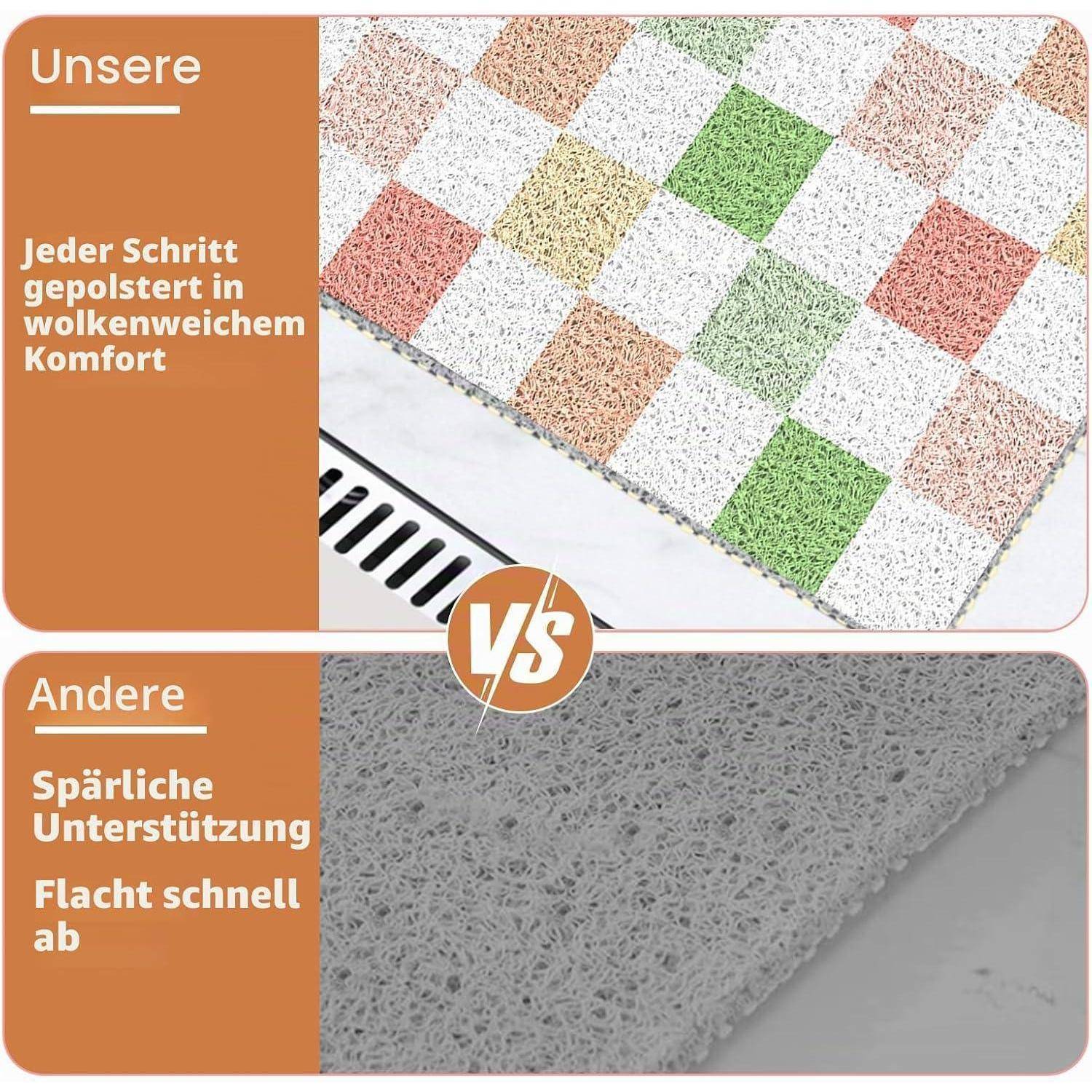 Duschmatte rutschfest 40x80 cm kariert PVC schnelltrocknend schimmelresistent