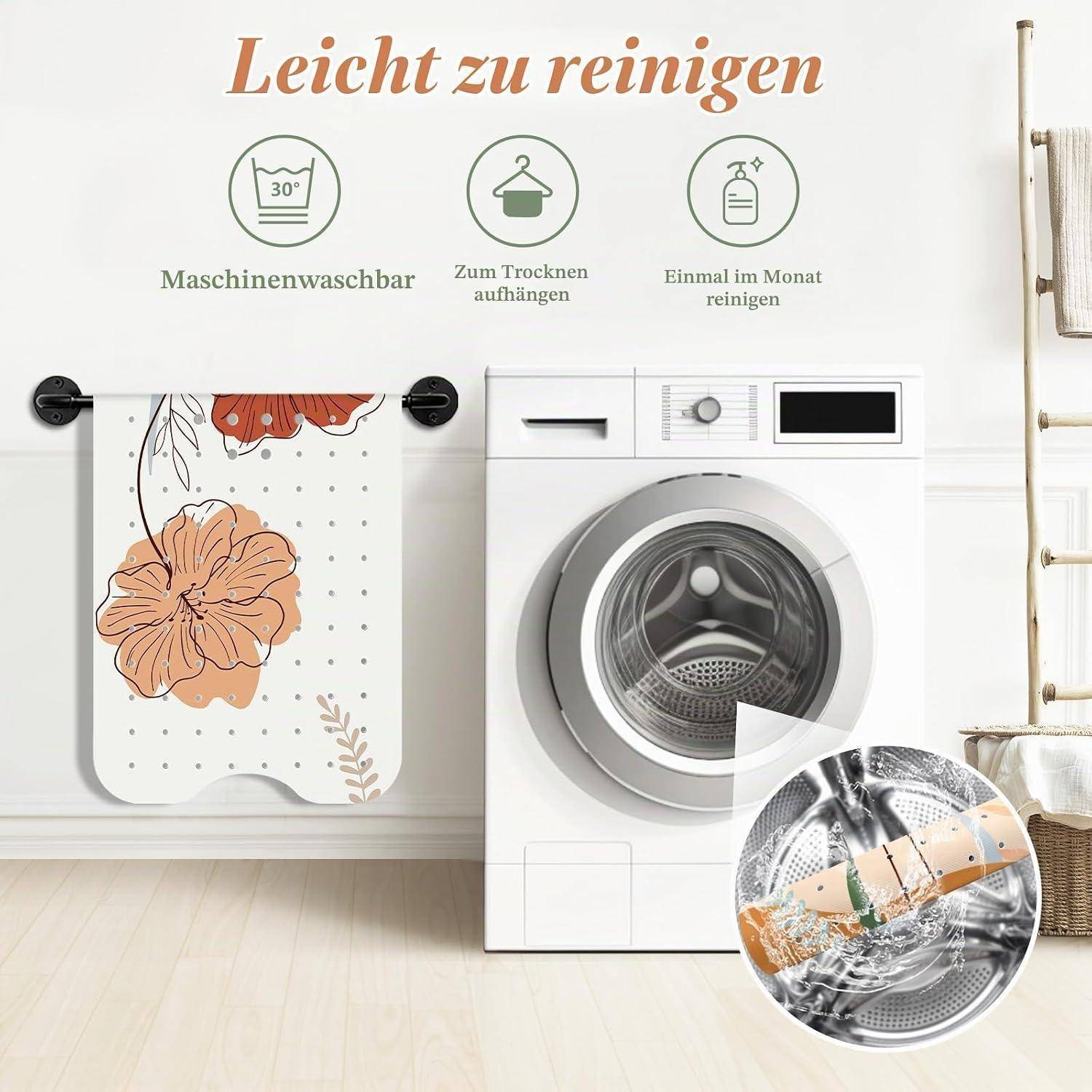 Badewannenmatte rutschfest 100x40cm Boho Blume PVC maschinenwaschbar