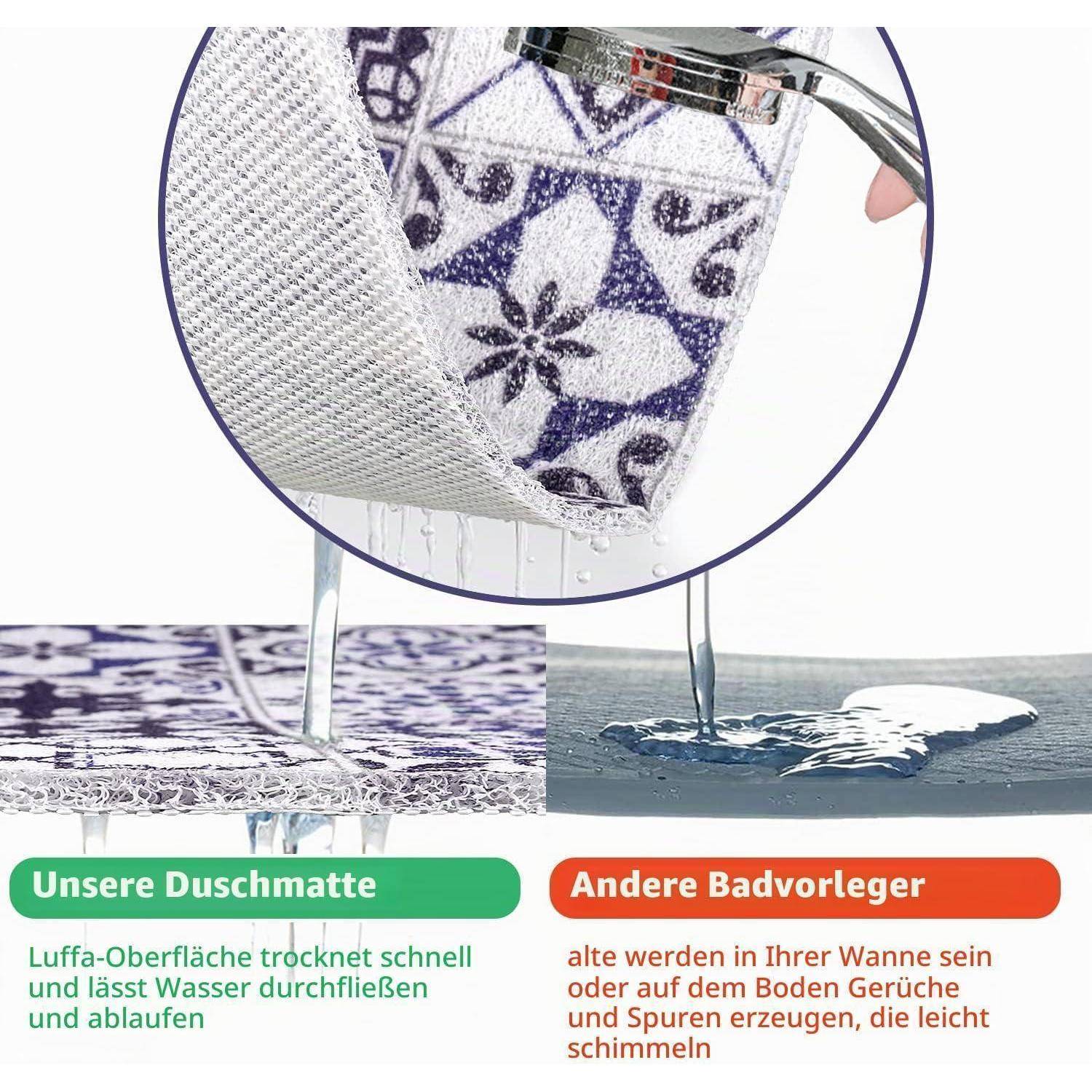 Duschmatte rutschfest 60x60cm dunkelblau antibakteriell mit Ablauflöchern