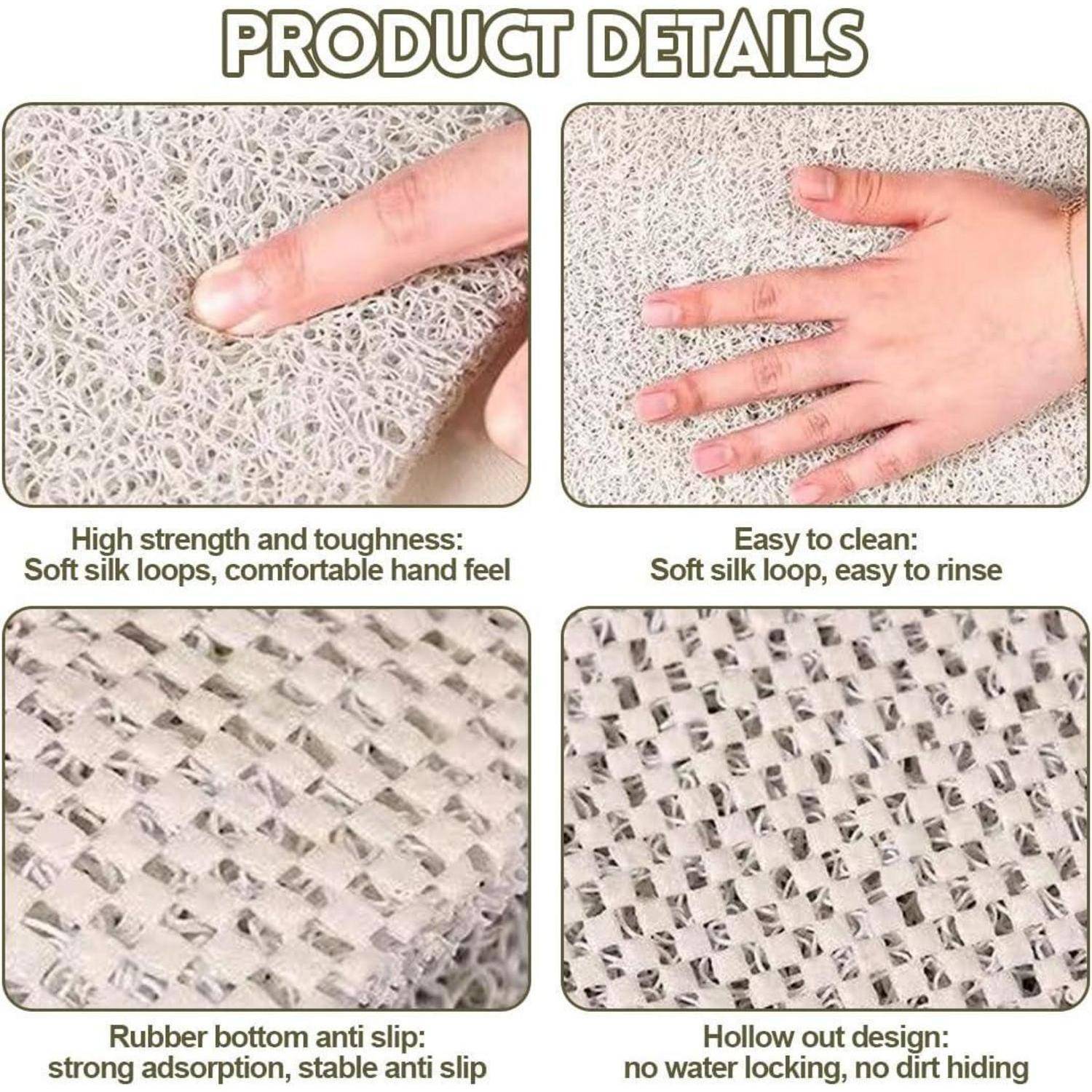 Duschmatte rutschfest 60x90cm PVC-Luffa schnell trocknend beige