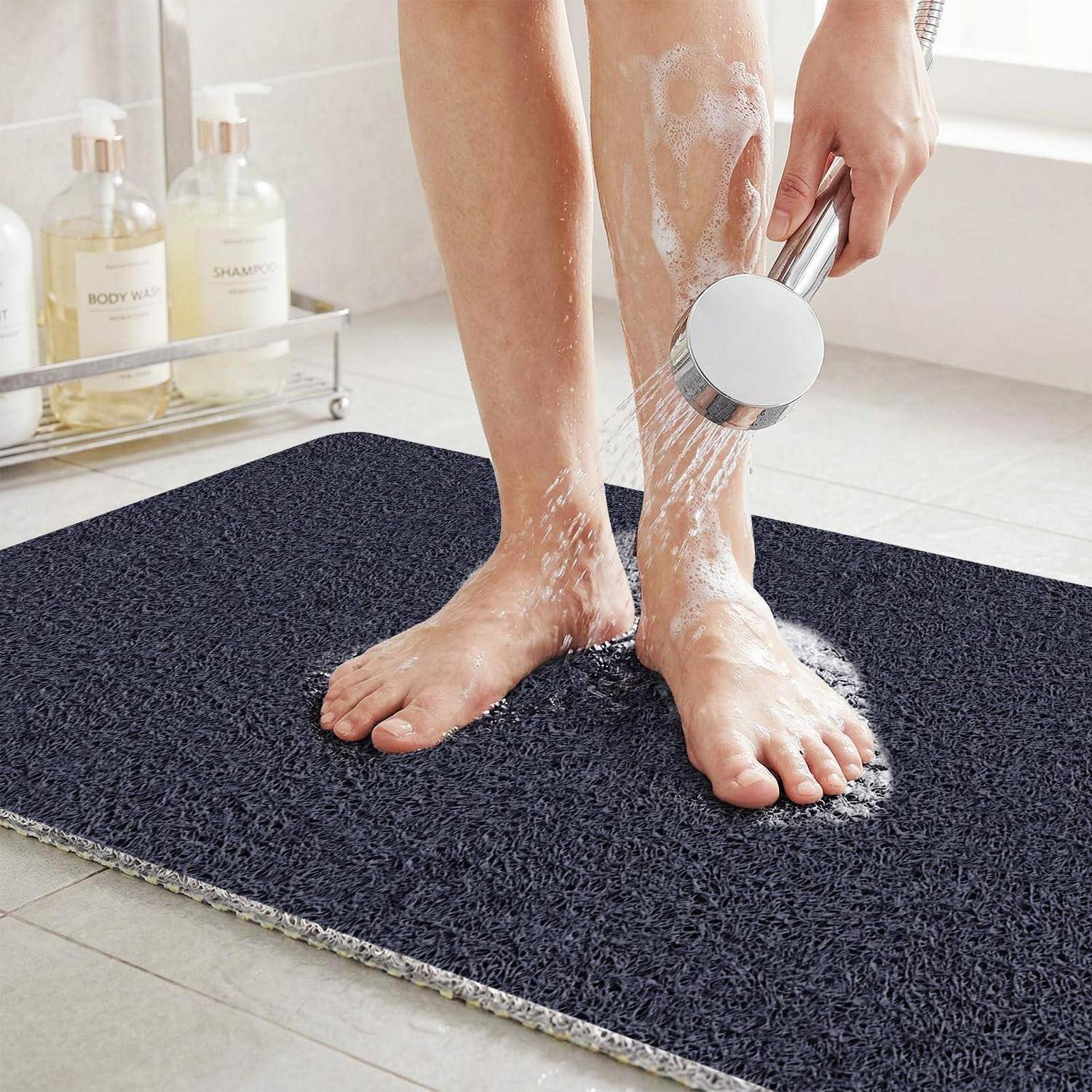 Duschmatte Luffa rutschfest 40x60cm PVC blau schnelltrocknend schimmelresistent