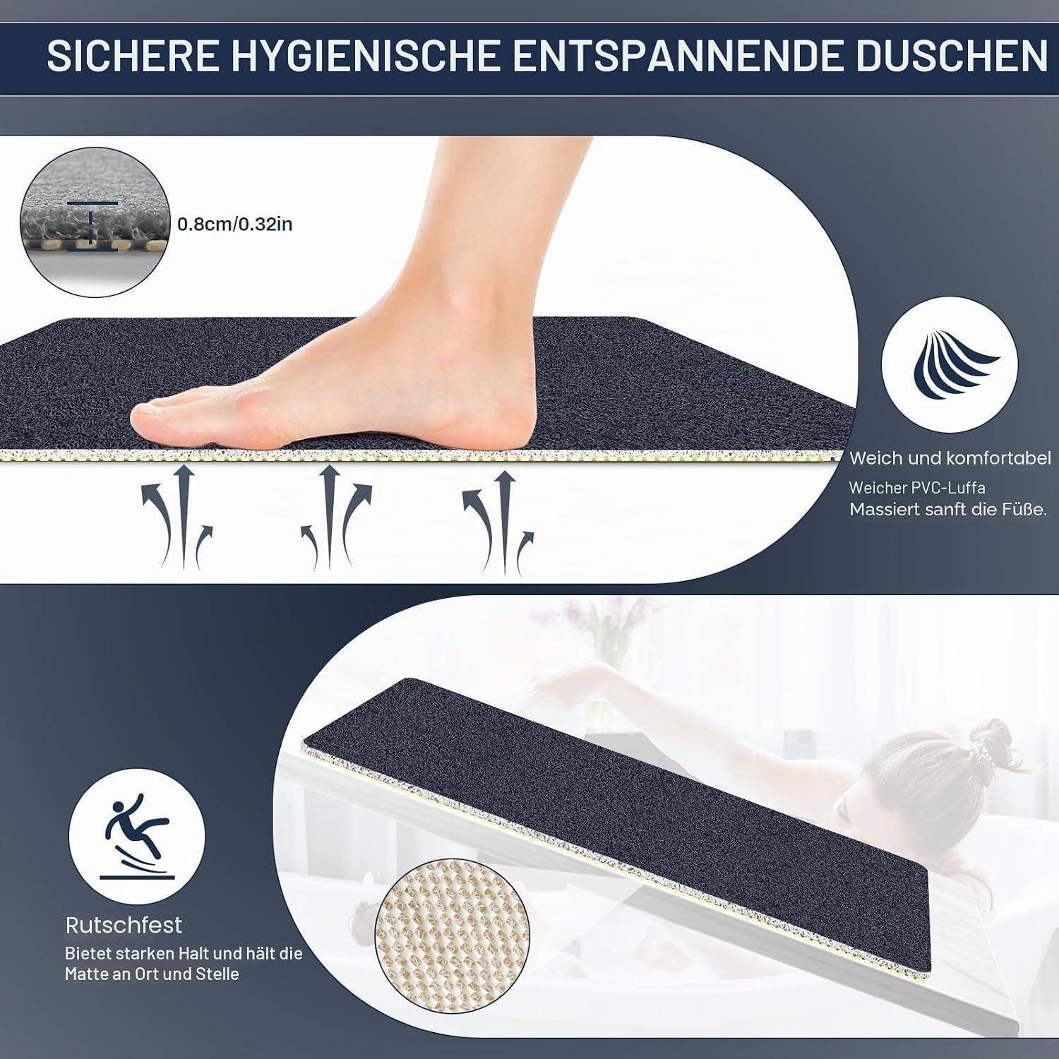 Duschmatte Luffa 50x80cm PVC rutschfest schimmelresistent blau